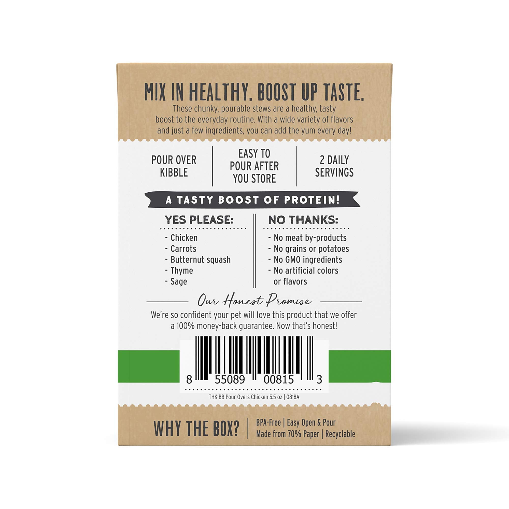 The Honest Kitchen Bone Broth POUR OVERS Wet Toppers for Dogs(Chicken strew) 5.5 oz (Pack of 12)