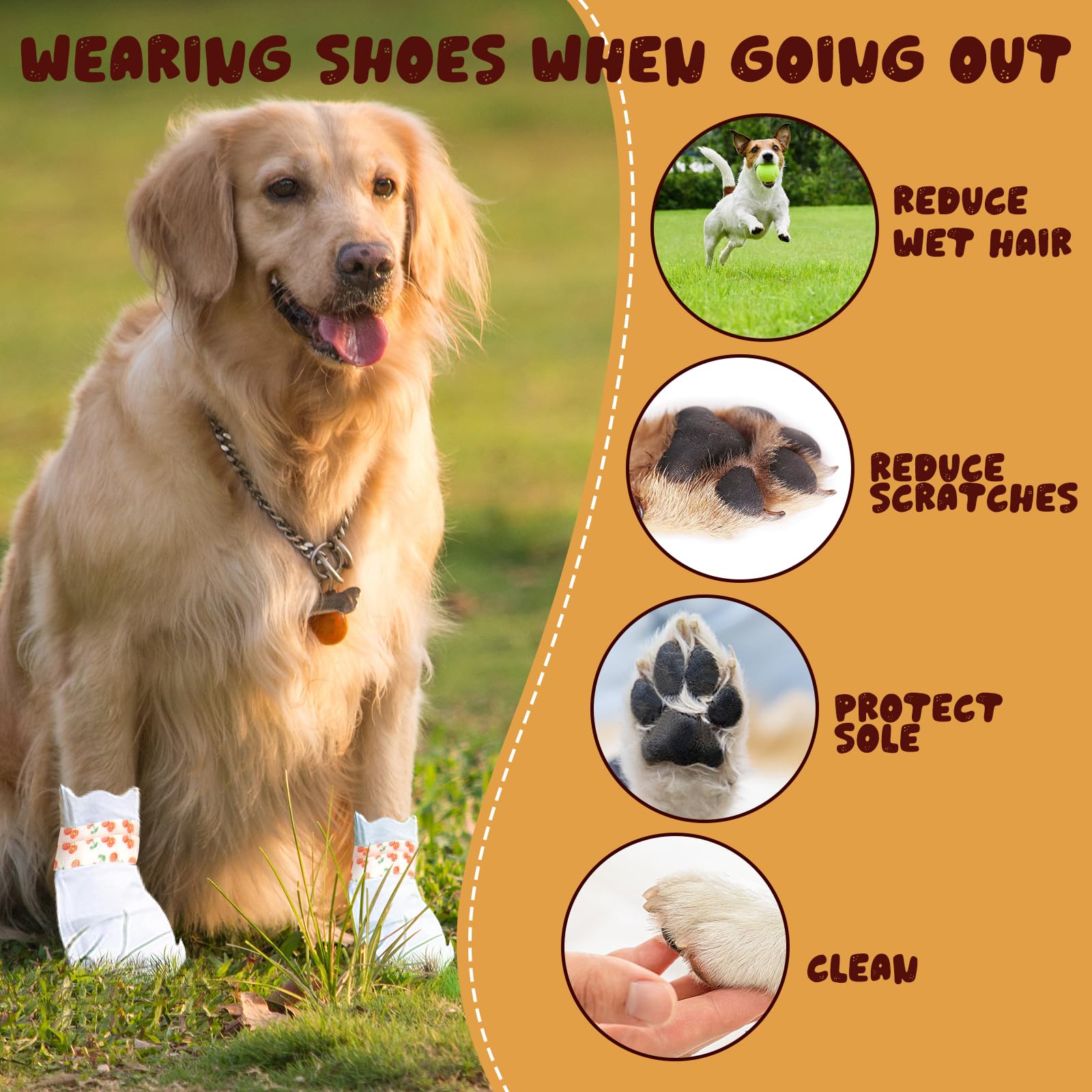 Ziyue 40Pcs Disposable Dog Booties For Paw Protection Dog Feet Covers Pet Shoes For Dogs Paw Wound Recovery Protectors With 2 Ro