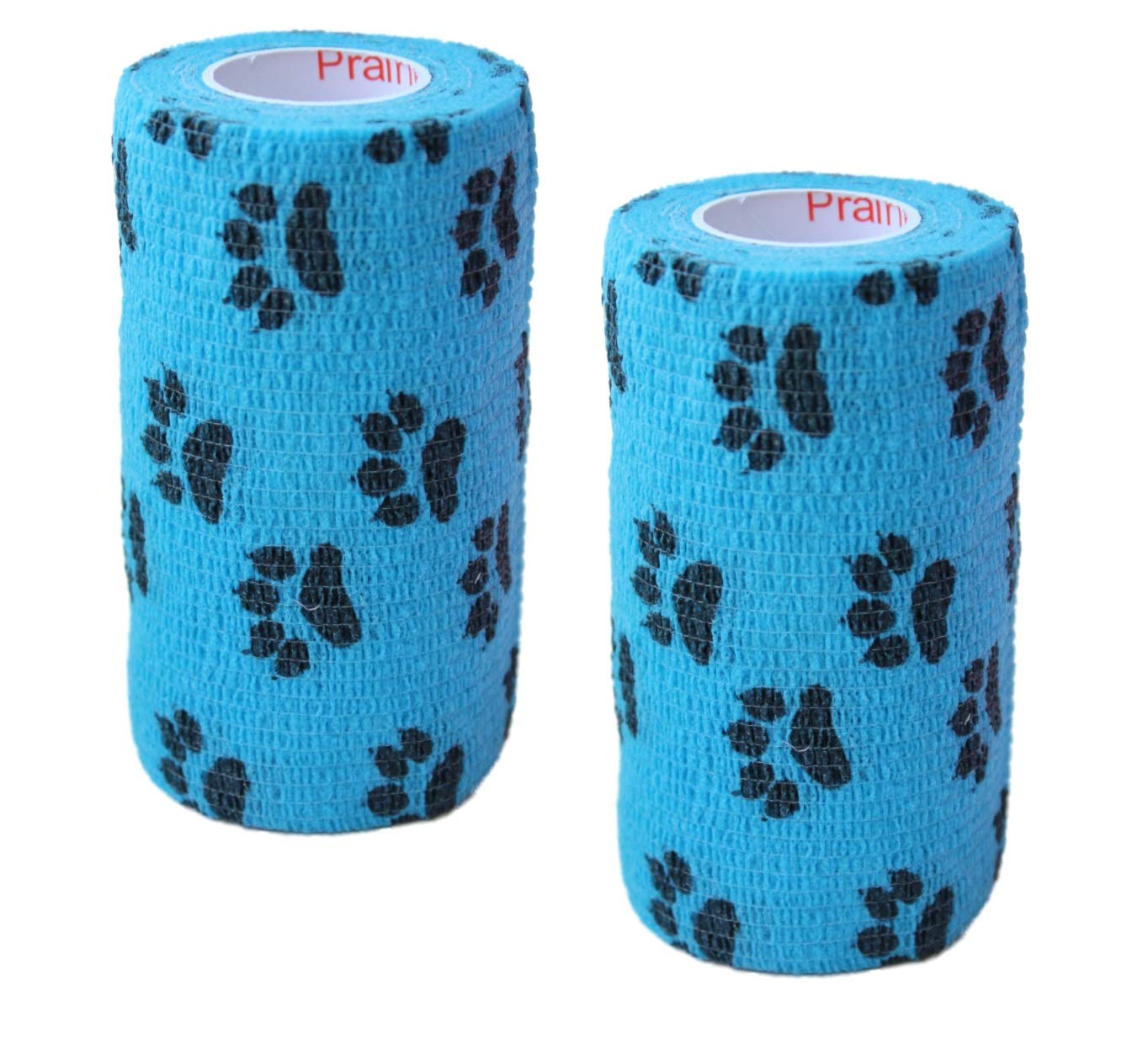 Vet Wrap Wrap Tape (Blue with Paw Prints) (2 Pack) (2 Inch x 15 feet) Self Adhesive Adherent Adhering Cohesive Flex Self Stick B