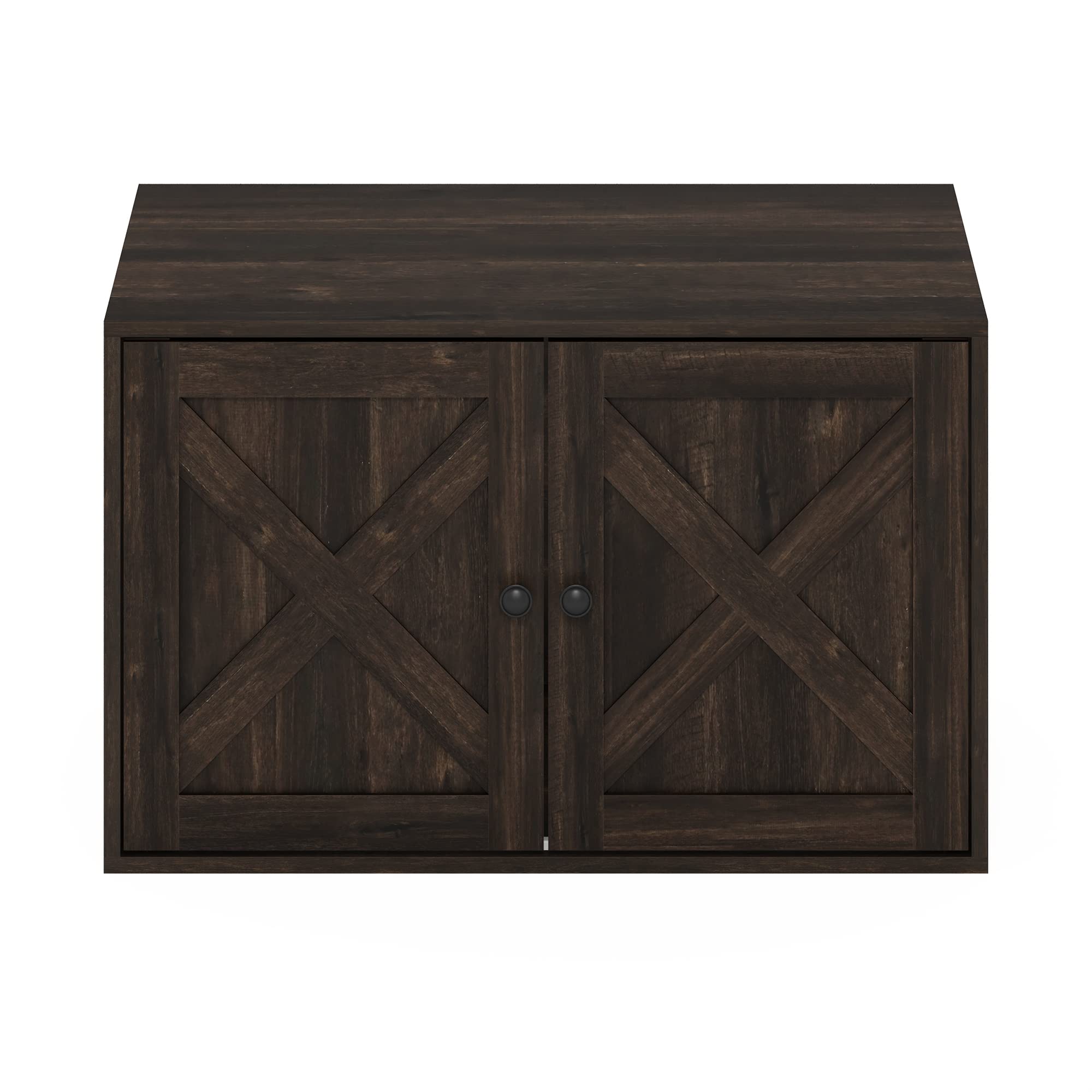 Furinno Peli Farmhouse Cat Litter Box Enclosure, Ebony