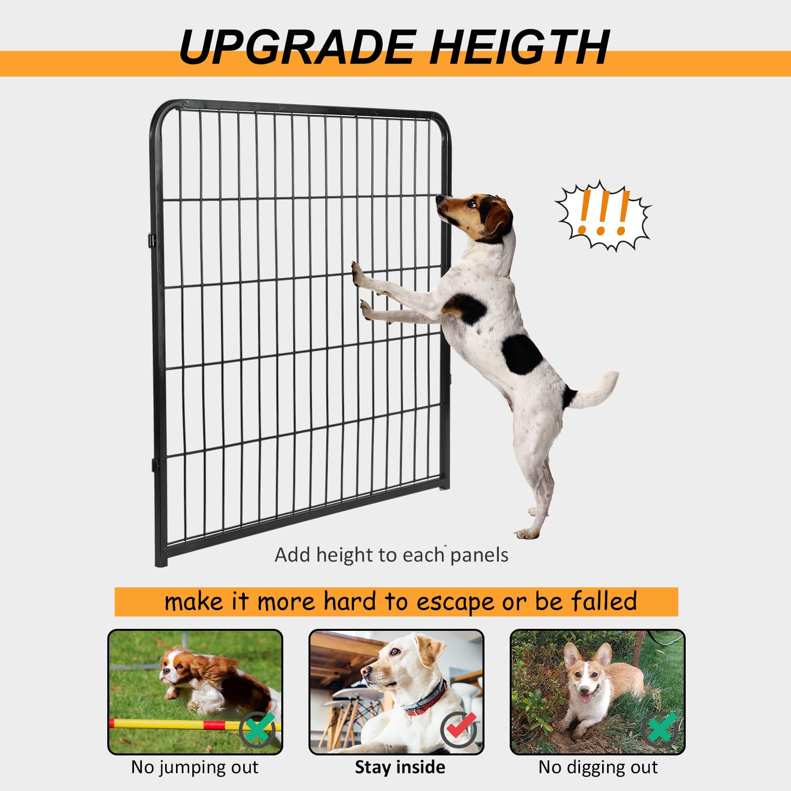 Confote Dog Playpen Pet Dog Fence 16 Panel 32 Inch Foldable Exercise Pen Outdoor Metal Pet Fence Barrier Kennel For Medium Dogs