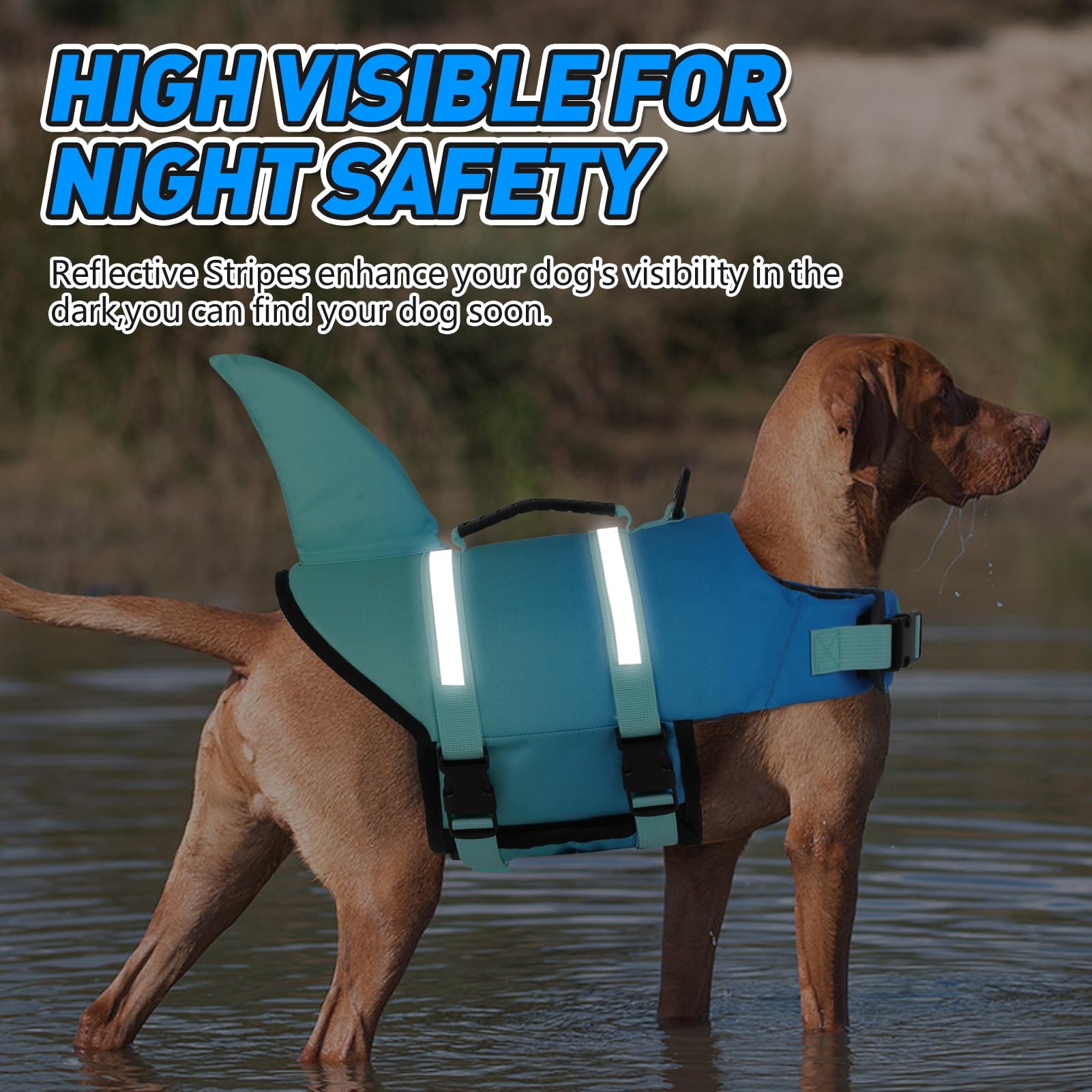 Doglay Dog Life Jacket, Ripstop Cute Shark Dog Life Vest With Superior Buoyancy And Rescue Handle, Adjustable Puppy Life Vests F