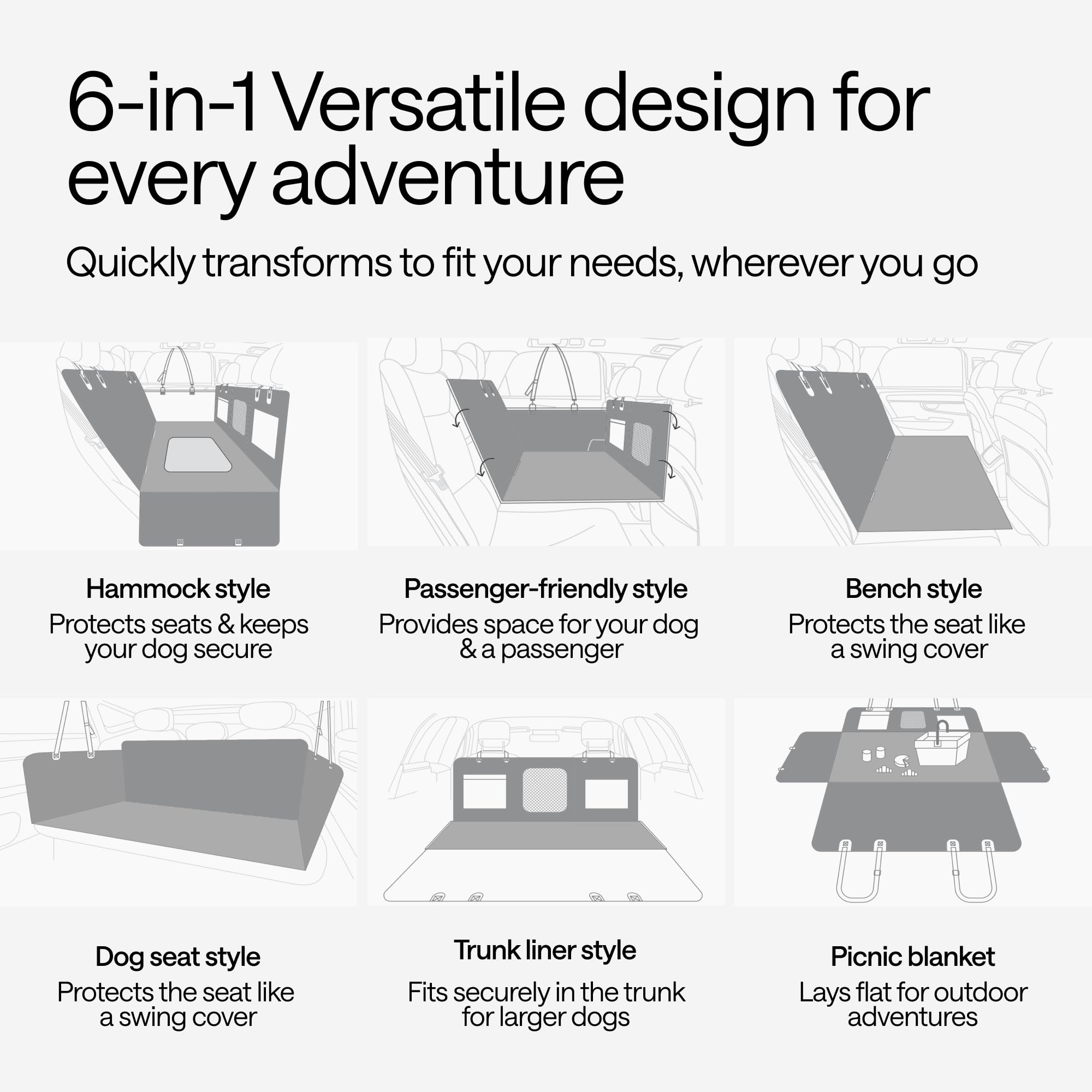 Waterproof Dog Car Seat Cover For Back Seat With Hard Bottom Inserts - Dog Hammock For Car, 600D, Suv, And Trucks - Pet Car Seat