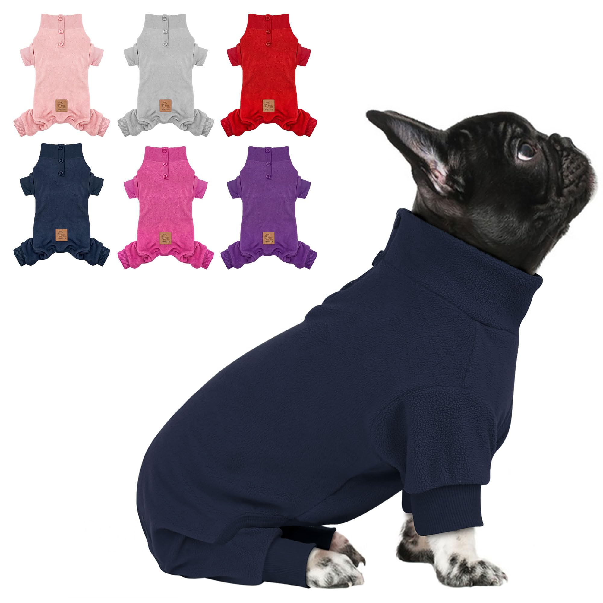 Cyeollo Fleece Dog Onesie Pajamas - Warm & Stretchy Winter Dog Pjs Xl, Navy