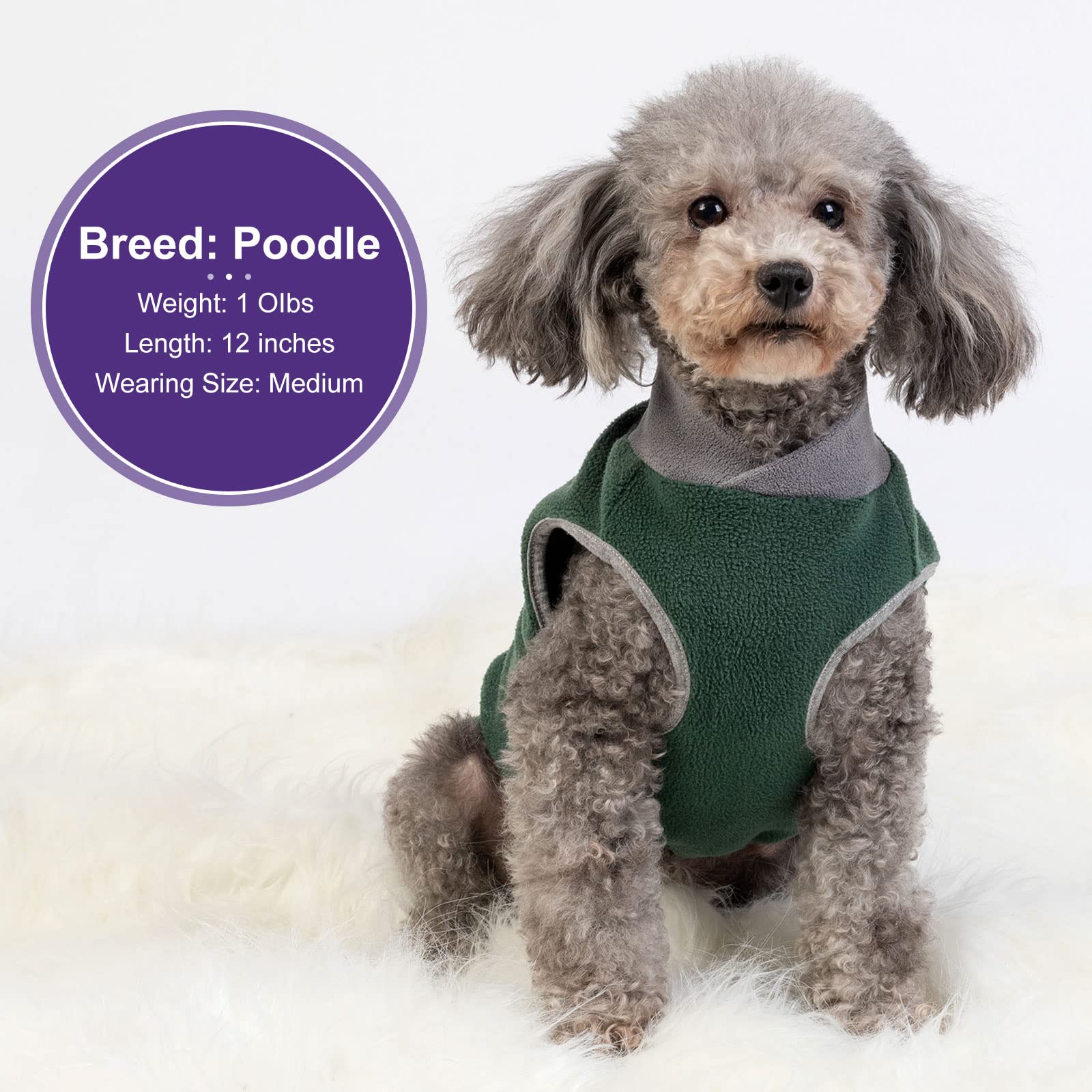 Cyeollo 2 Pack Dog Sweaters Stretchy Fleece Sweatshirt With Reflective Stripe Pullover Stretchable Dog Sweater Dog Clothes For Small Puppy Dogs Cats Size S Green & Grey