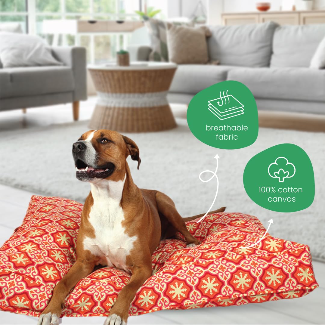 Molly Mutt Small Dog Bed Cover - Papillon Print - Measures 22   X27   X5 - 100% Cotton - Durable - Breathable - Sustainable - Ma