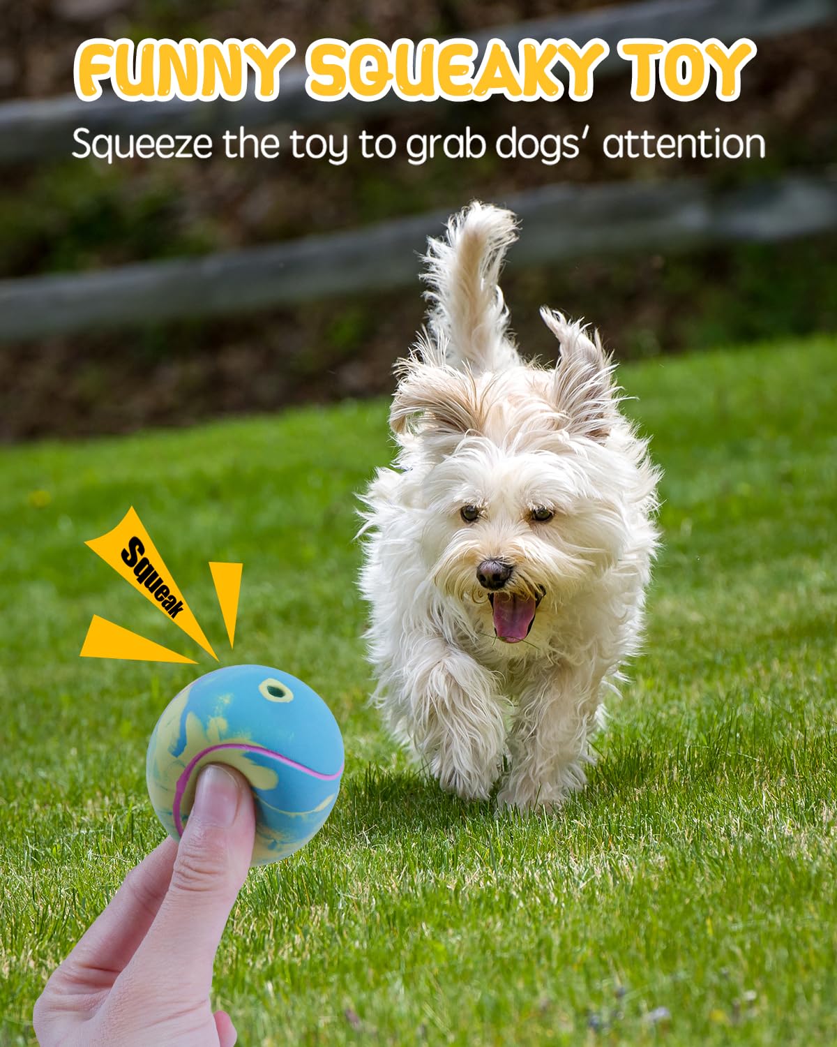 Schitec Dog Squeaky Toy Balls, Puppy Tennis Balls For Fetch Play, Interactive Latex Squeak Pet Toy For Puppies Mini Breed Small