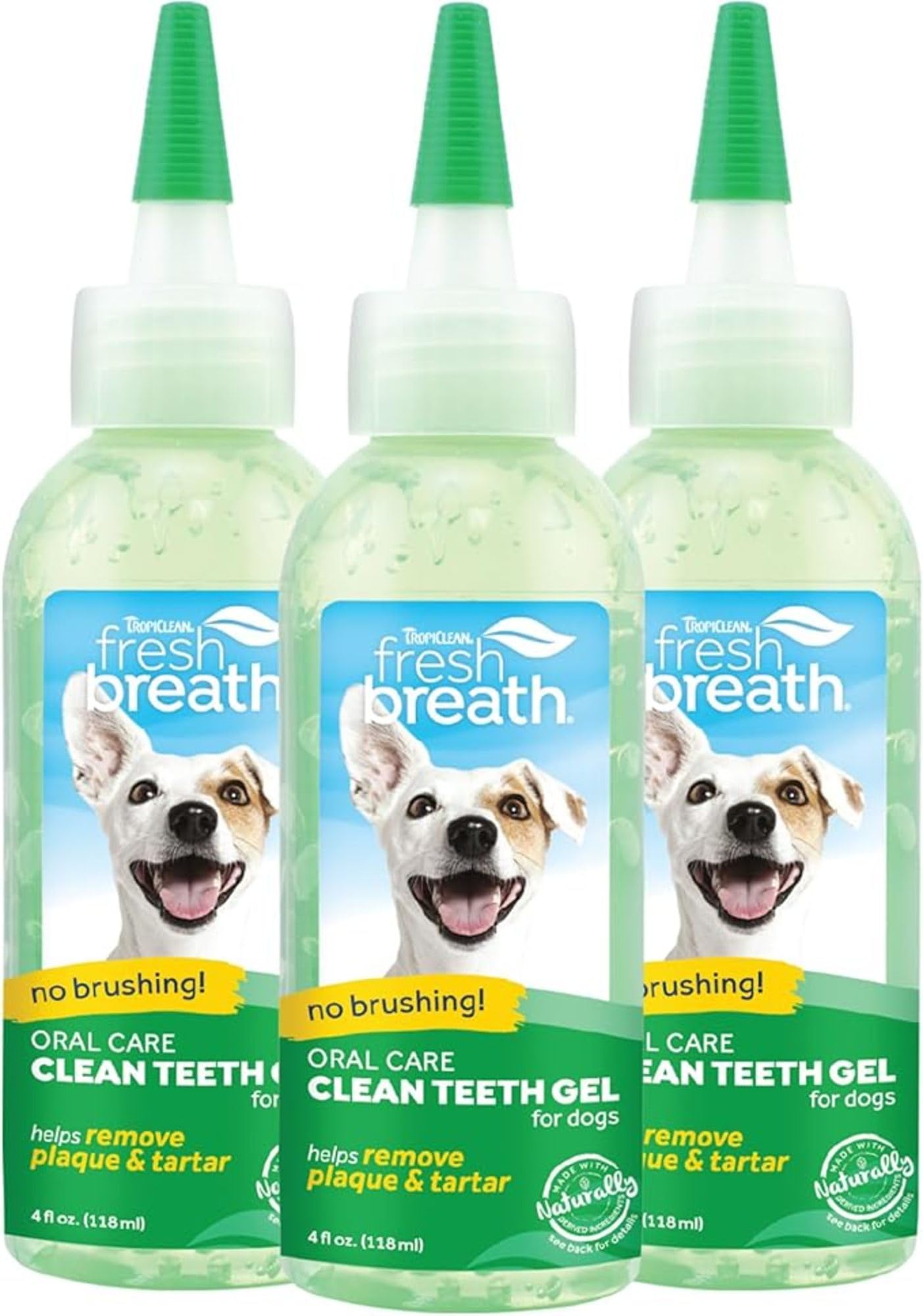 TropiClean Fresh Breath No Brushing Clean Teeth Dental & Oral Care Gel for Dogs, 4oz - 3 Pack