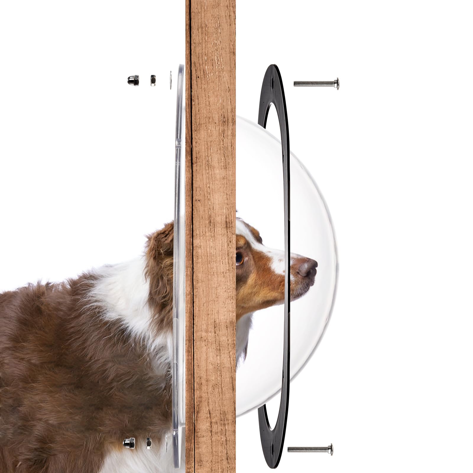 Goaste 2 Pack Dog Fence Window, 12.4 Inch Clear Pet Dome, Durable Plastic Pet Peek Windows Playground, Doggie Fence Safe Domes,