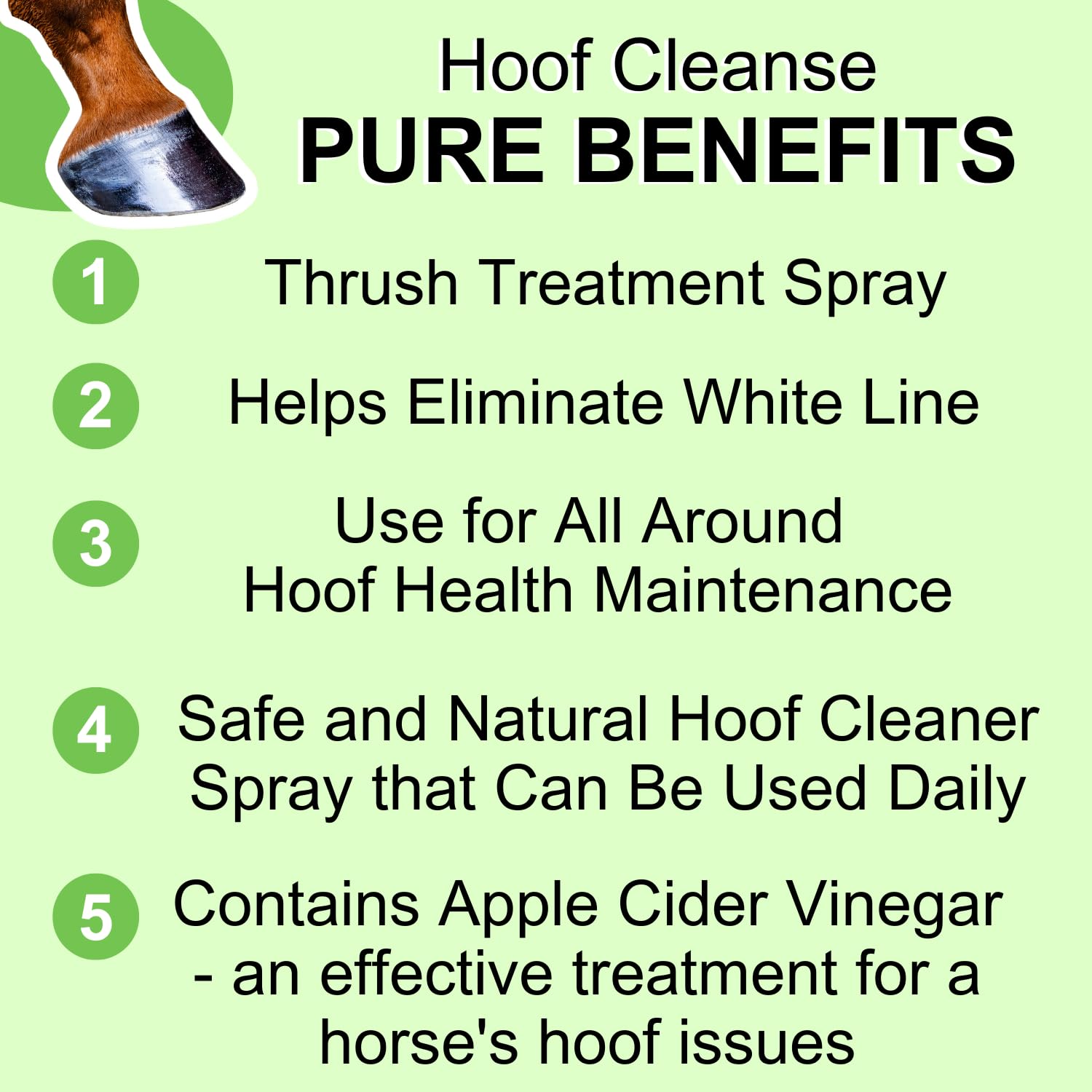 Pure Sole Thrush Treatment for Horses Hoof Spray Hoof Cleanse | All Natural Spray for A Healthy Horse Hoof, Use for White Line,