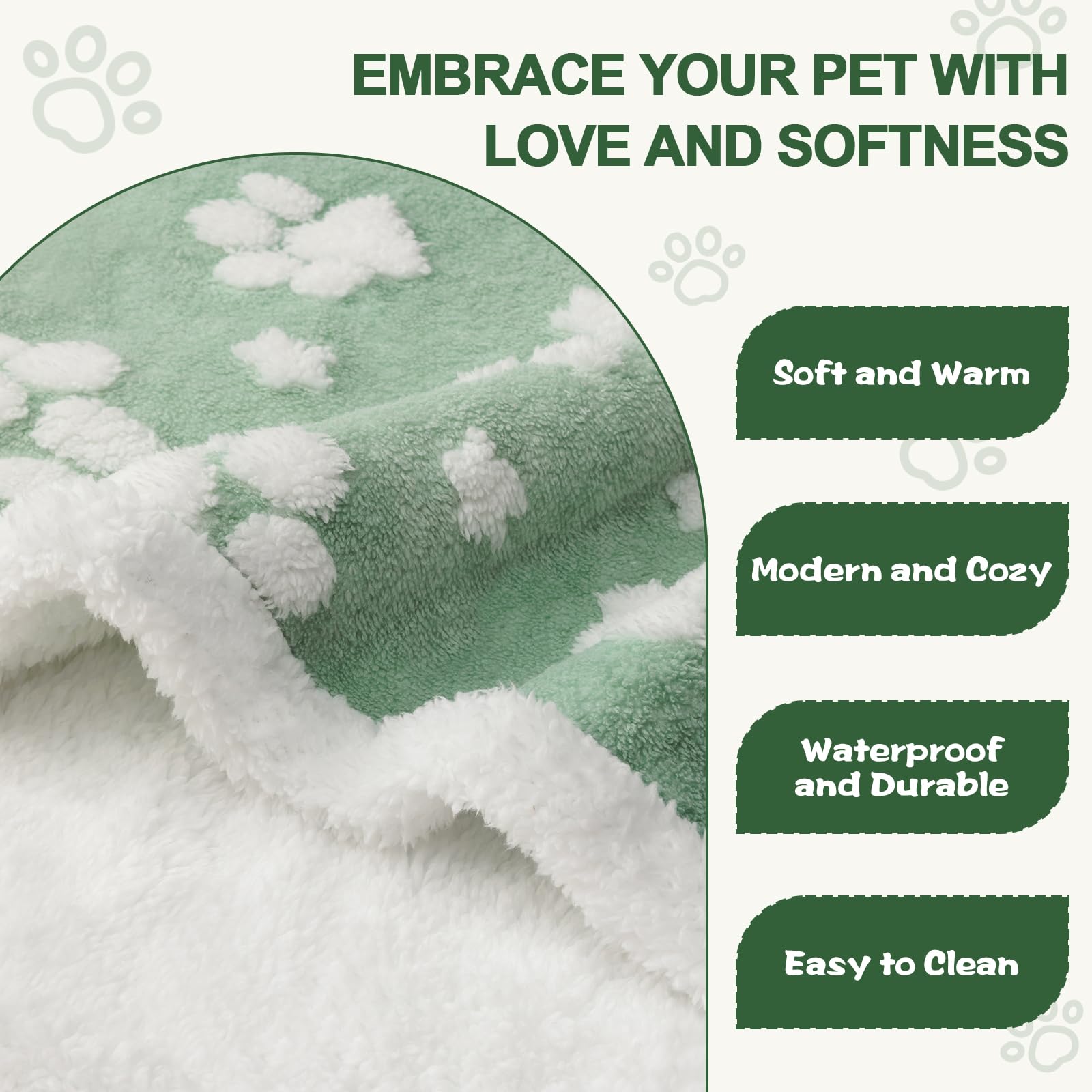 Yaning Waterproof Blanket For Dog Puppy Cat, Cute 3D Textured Paw Dog Blanket For Bed Couch Sofa, Soft Liquid Pee Proof Pet Furn