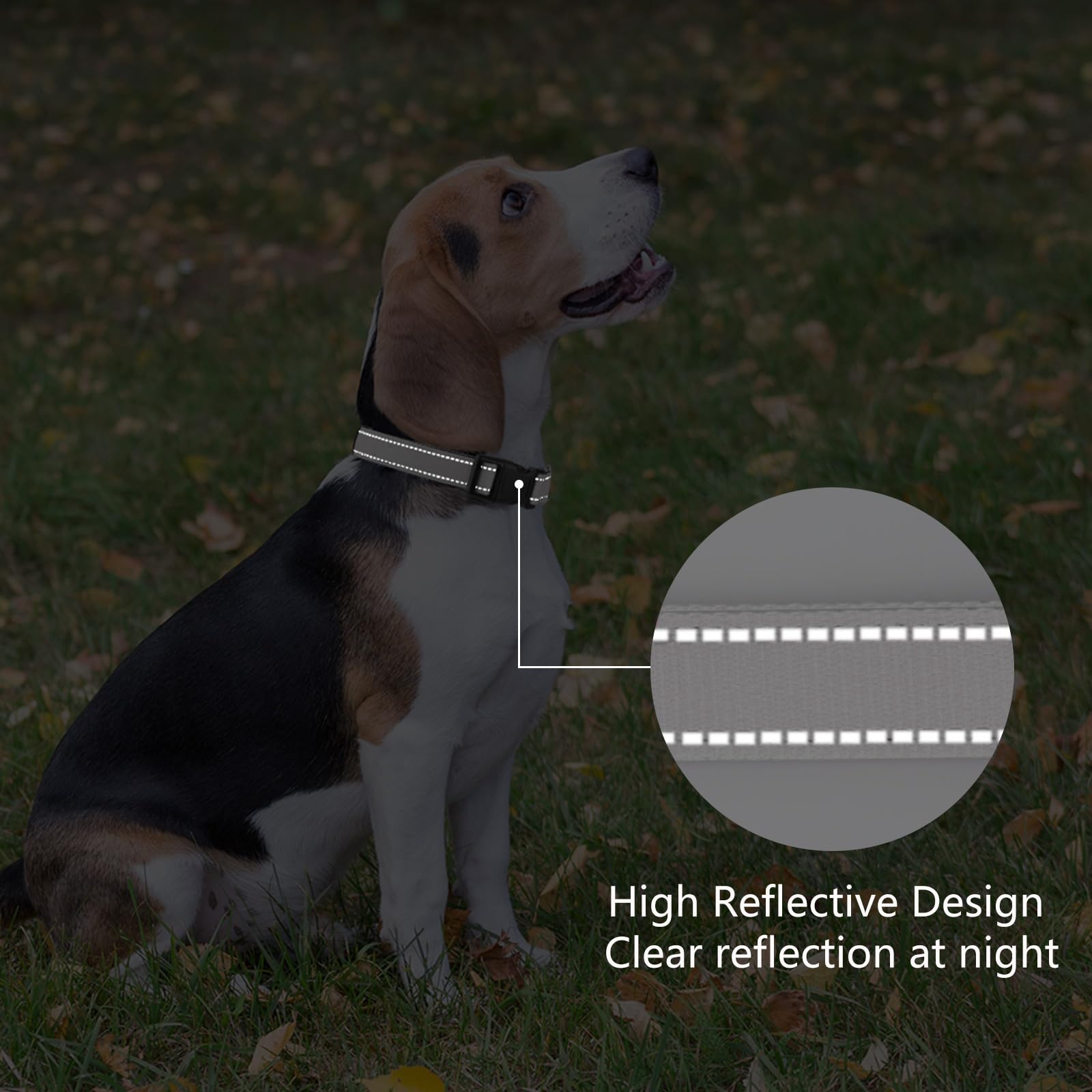 Penseepet Reflective Dog Collar Padded With Soft Neoprene Breathable Quick Release Basic Dog Collars For Medium Large Dogs Boy G