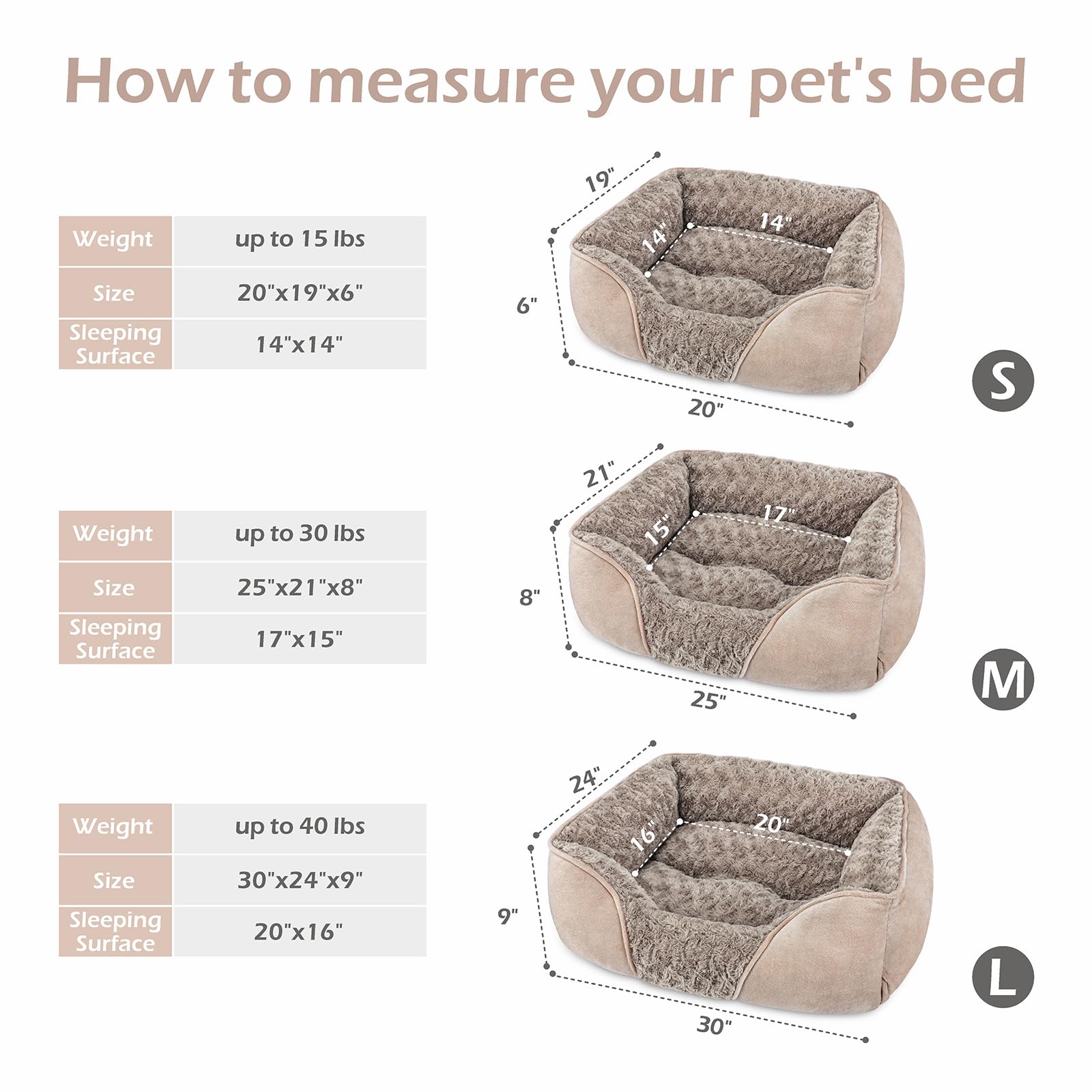 Invenho Small Dog Bed For Large Medium Small Dogs Rectangle Washable Dog Bed, Orthopedic Dog Bed, Soft Calming Sleeping Puppy Bed Durable Pet Cuddler With Anti-Slip Bottom S(20'X19'X6')