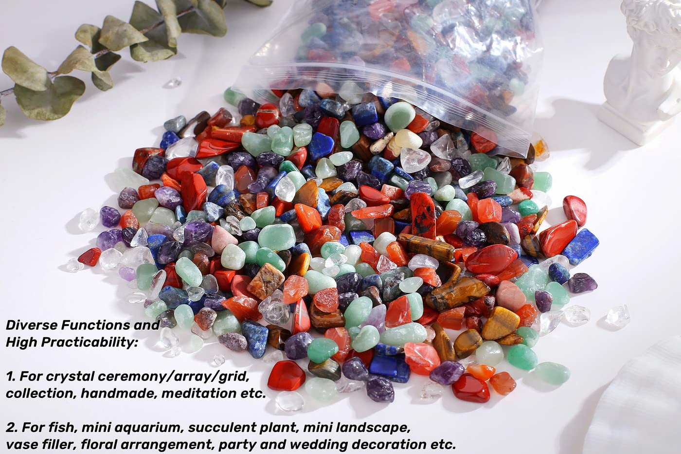 7 Chakra Mixed Crystal Polished Aquarium Gravel Stones Tumbled Stone Rocks Colorful Crushed Reiki Healing Crystals Quartz Home B