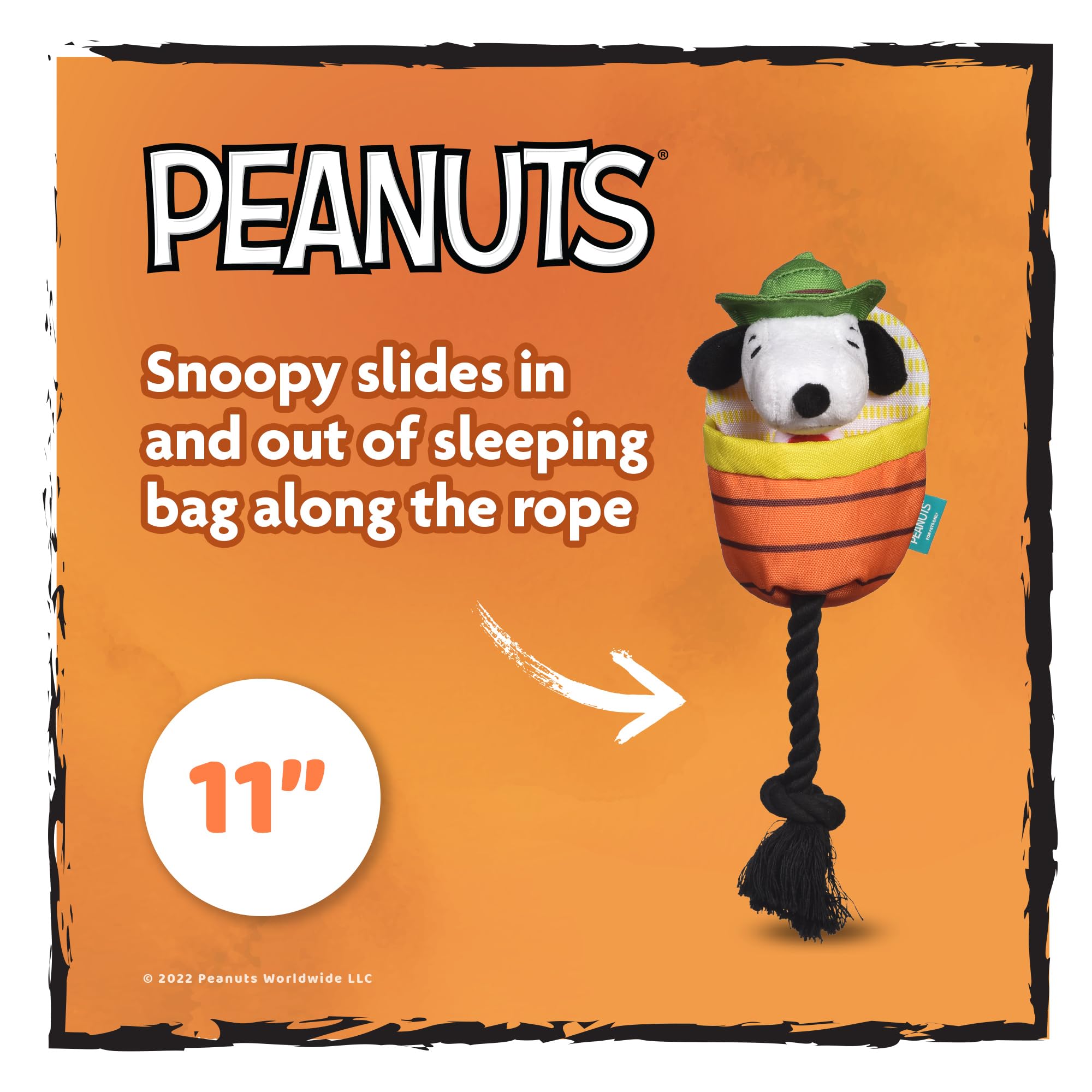 Peanuts For Pets Interactive Camping Themed Snoopy Plush Toy With Sliding Rope - Durable Dog Tug Toy For Large Dogs And Aggressi