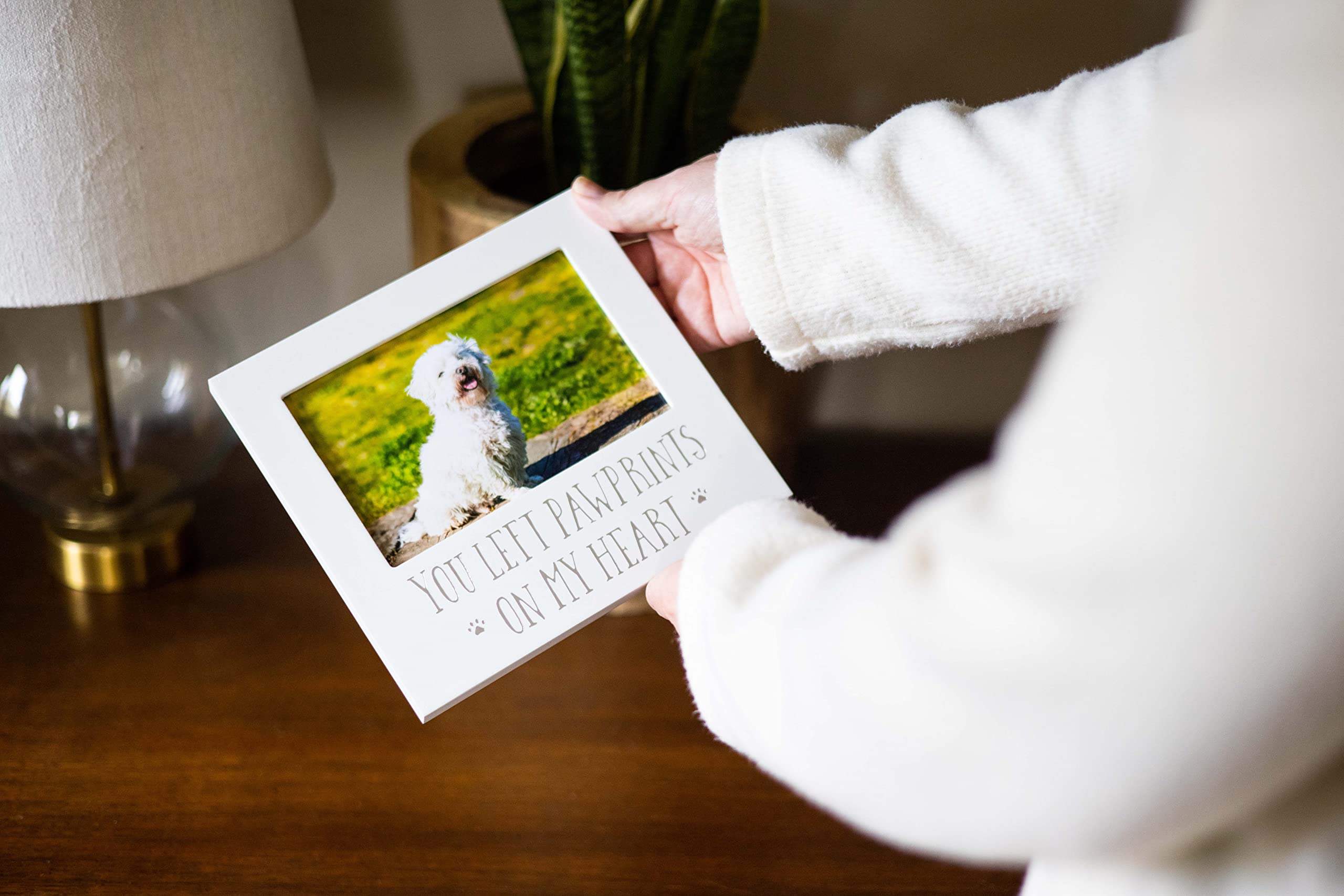 Pearhead Pet Keepsake Picture Frame - You Left Pawprints on my Heart - White - Model 83026 - Ideal for Dog or Cat Owners