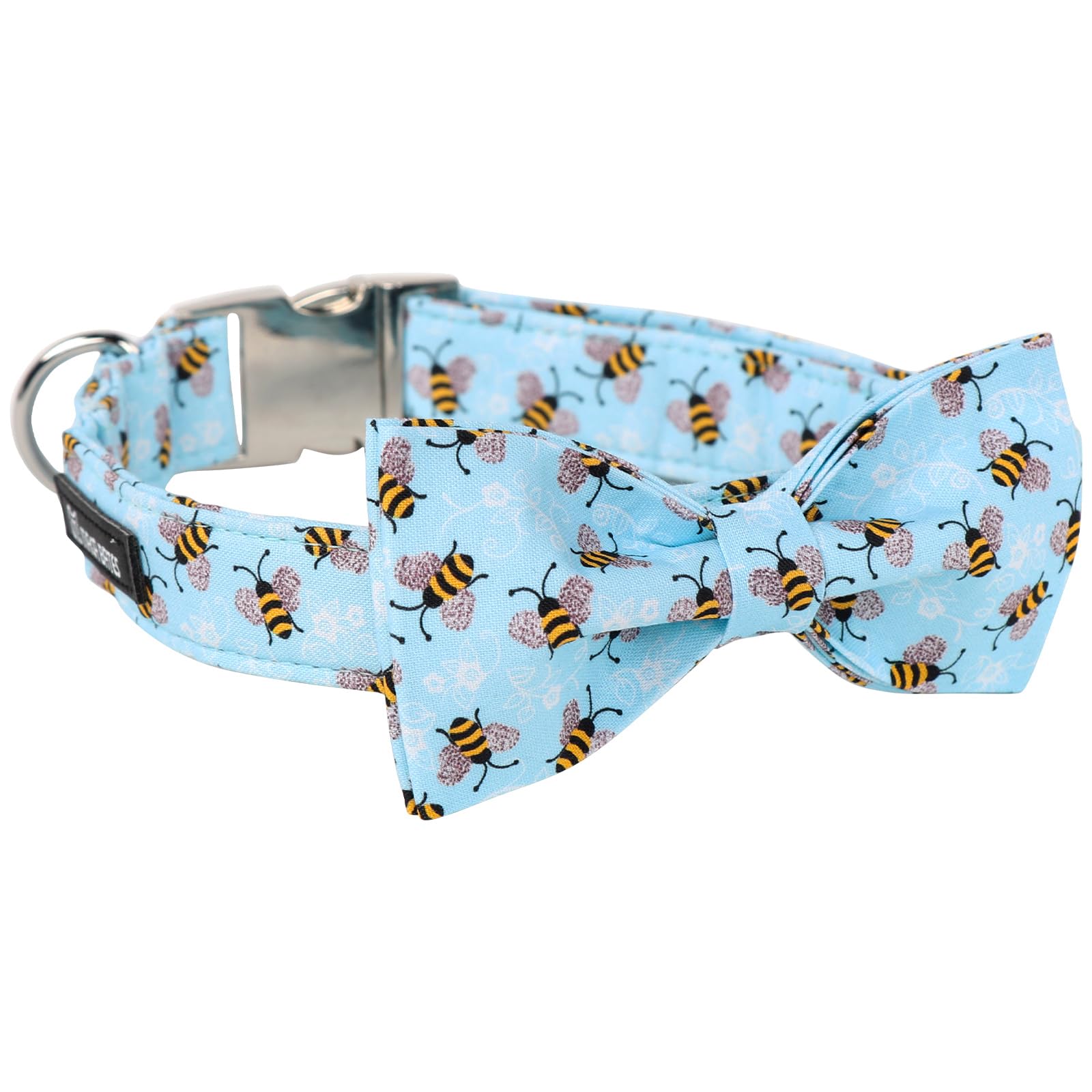 Maca Bates Blue Bee Dog Collar With Bow Bowtie For Dogs Bow Tie Adjustable Breakaway Blue Collars Accessories Birthday Gift For