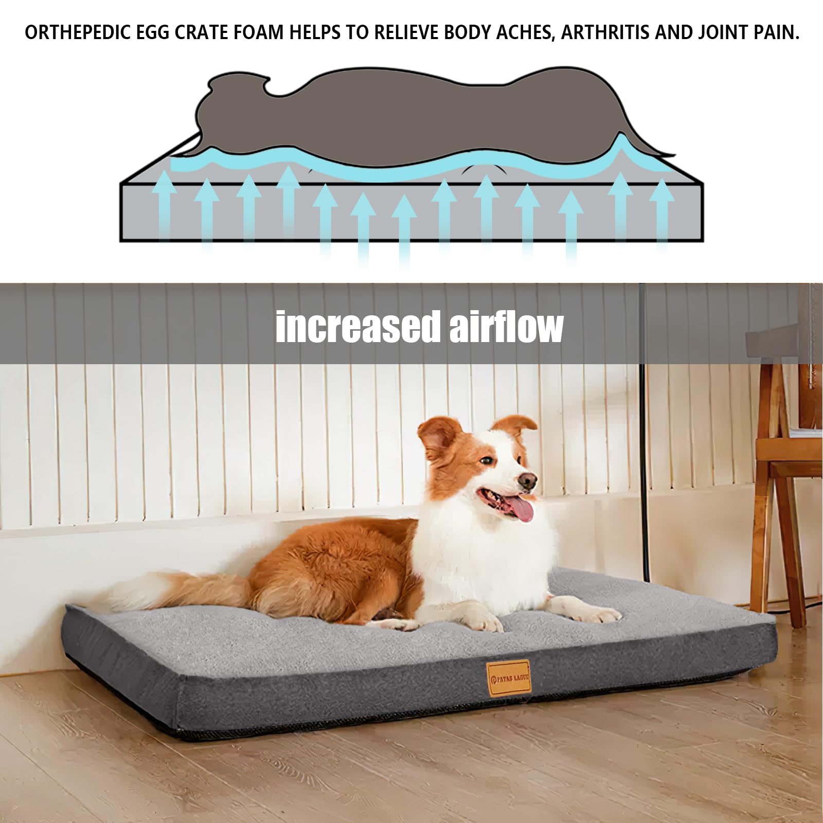 Patas Lague Orthopedic Dog Bed For Small Dogs, Soft Comfortable Waterproof Egg Crate Foam Small Pet Beds Mat With Removable Wash