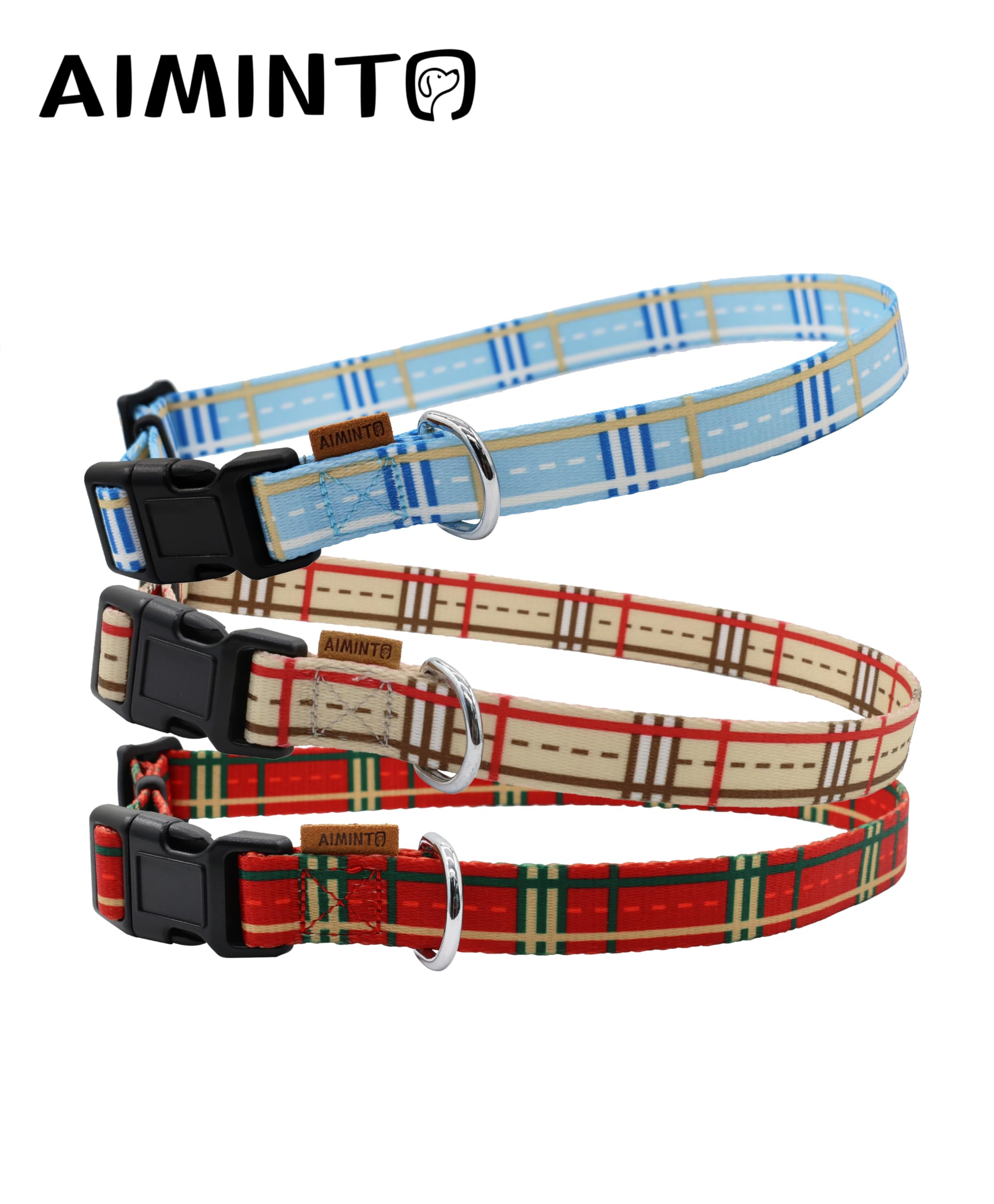 Aiminto Dog Collar, Cute Stripe Pattern, Soft And Adjustable Collar With Quick Release Buckle (Xs (Neck 9-13'', Width 3/8''), St