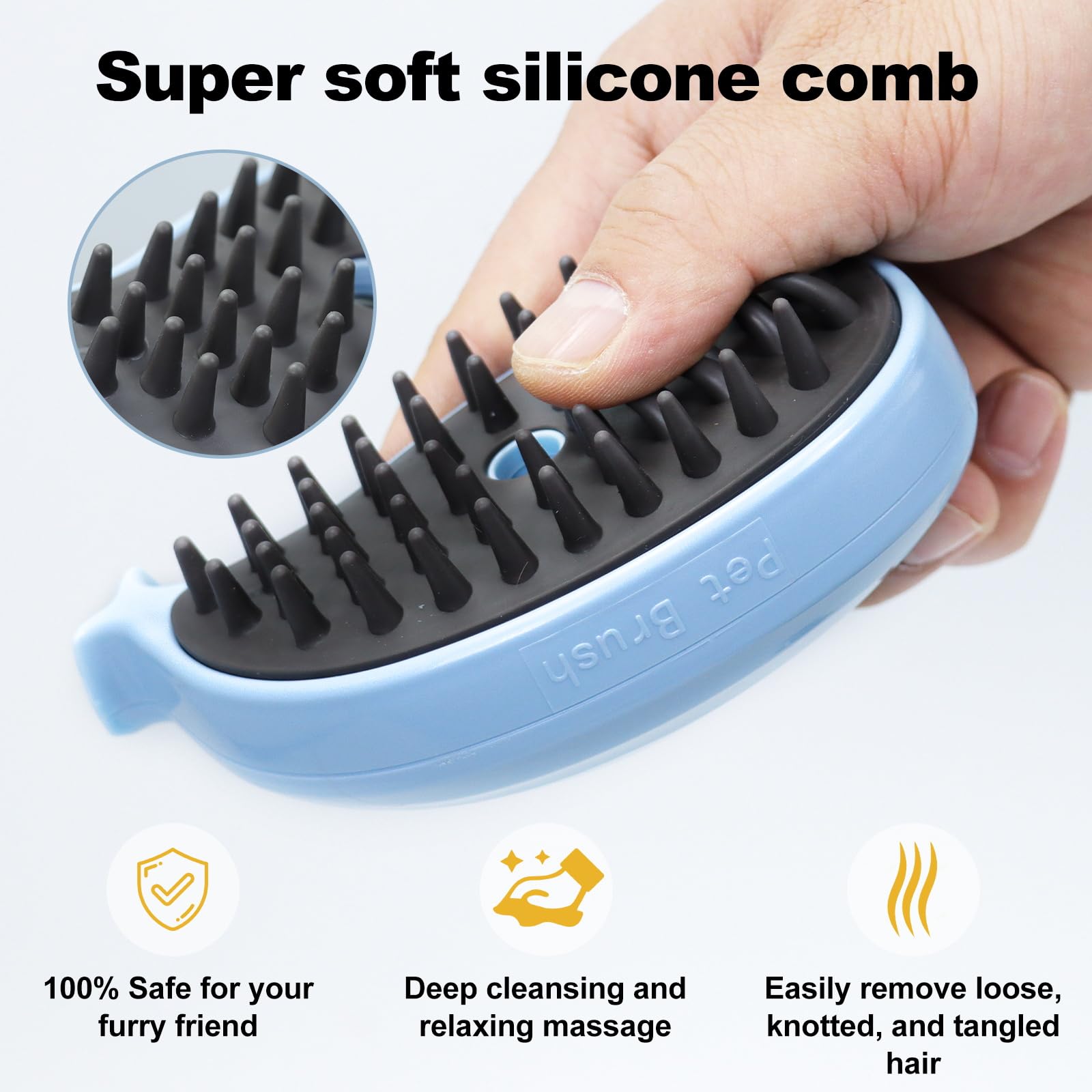 Cat Steam Brush For Shedding, Grooming With Steam, Rechargeable, Steamy Cat Brushes 3 In1, Self Cleaning Brush Massage,Clean And