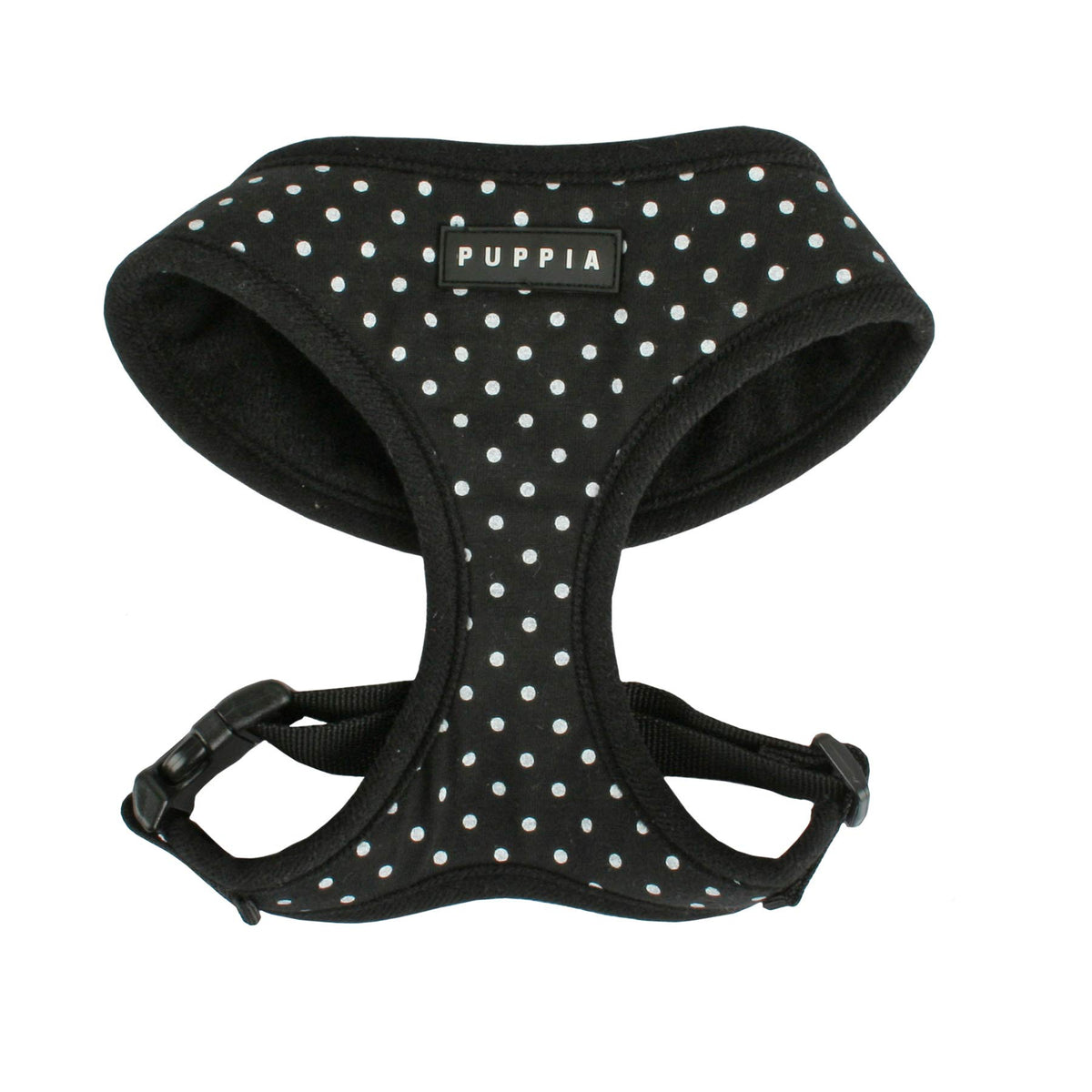 Puppia Dotty Dog Harness Over-The-Head No Pull No Choke Walking Training Adjustable For Small & Medium Dog, Medium, Black