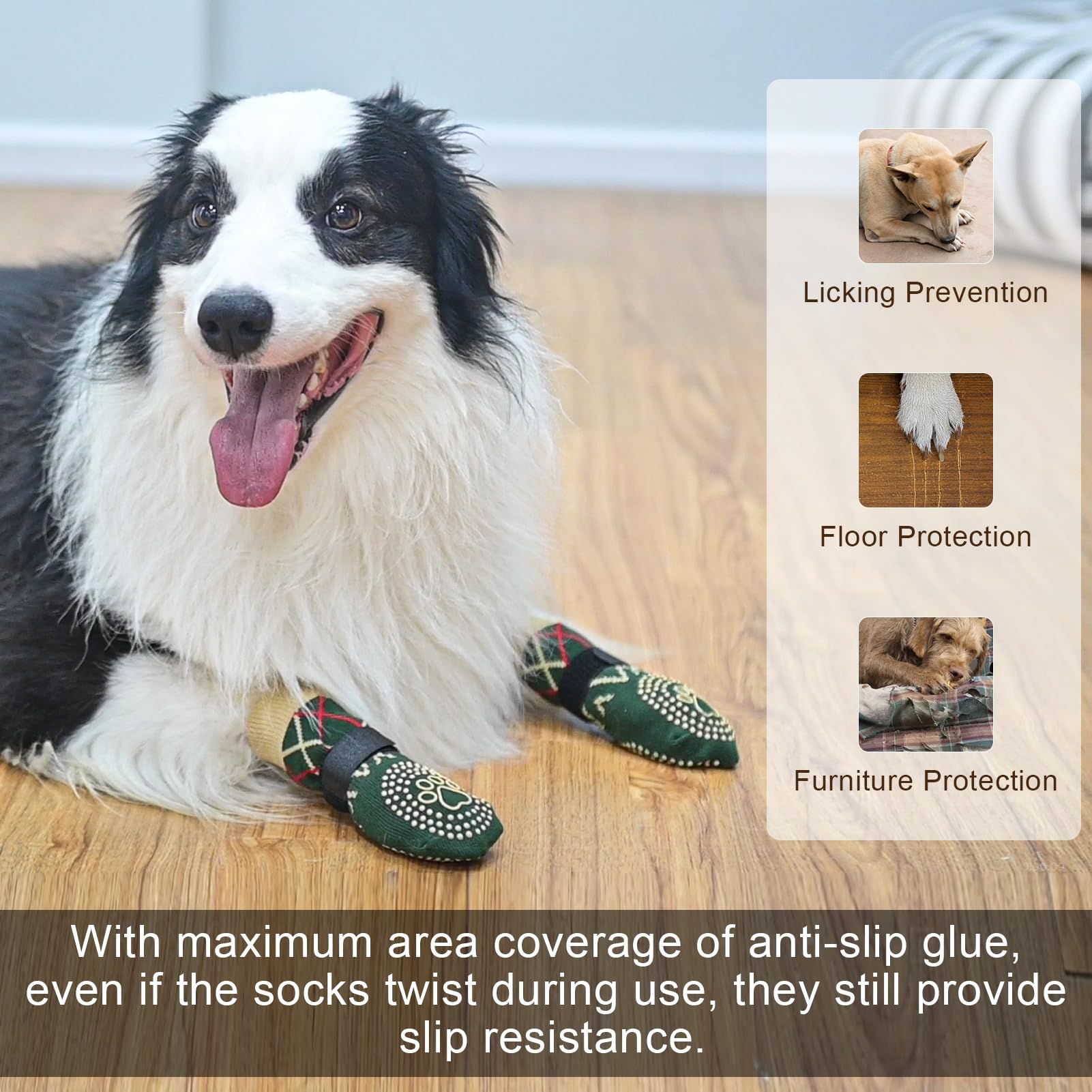 BEAUTYZOO Dog Paw Protectors - Anti Slip, Non Slip Socks for Hardwood Floors, Senior Dogs - Size S