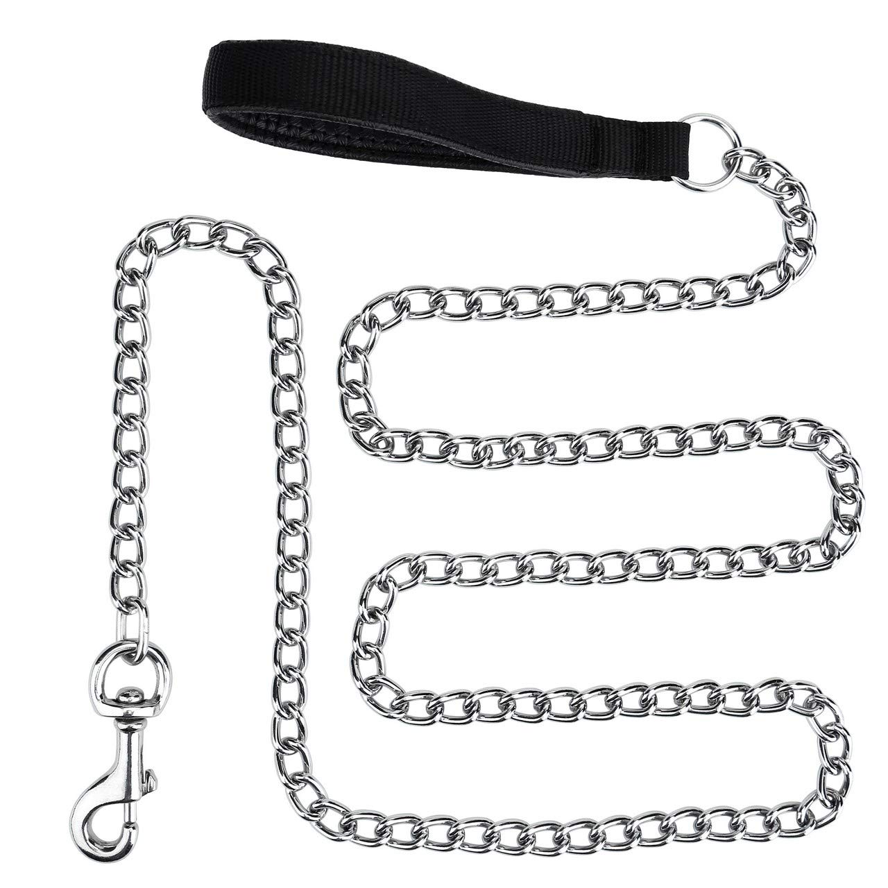 Filhome 6Ft Metal Dog Leash Chew Proof Dog Chain Leash Heavy Duty Sturdy Pet Dog Leash With Padded Handle For Large Medium Dogs