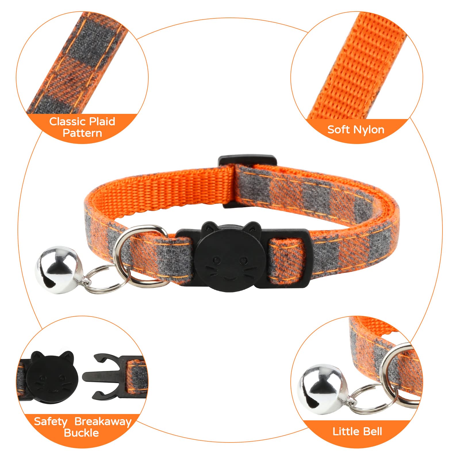 Cat Collars-Breakaway Kitten Collar With Bell - Adjustable7-12In Litter Collars Pups - Set Of 8