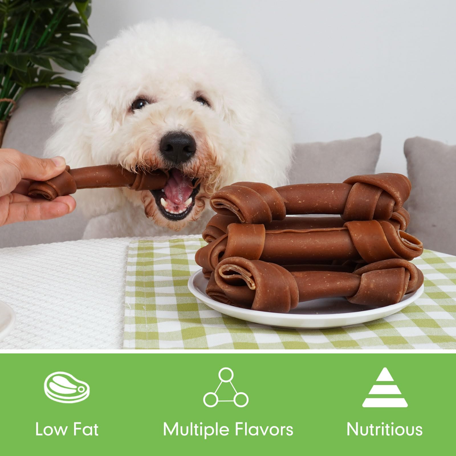 MON2SUN Rawhide Free Dog Treats, Peanut Butter Bones, 5 Inch 6 Count Chews for Small and Medium Dogs, Healthy Bones for Balanced