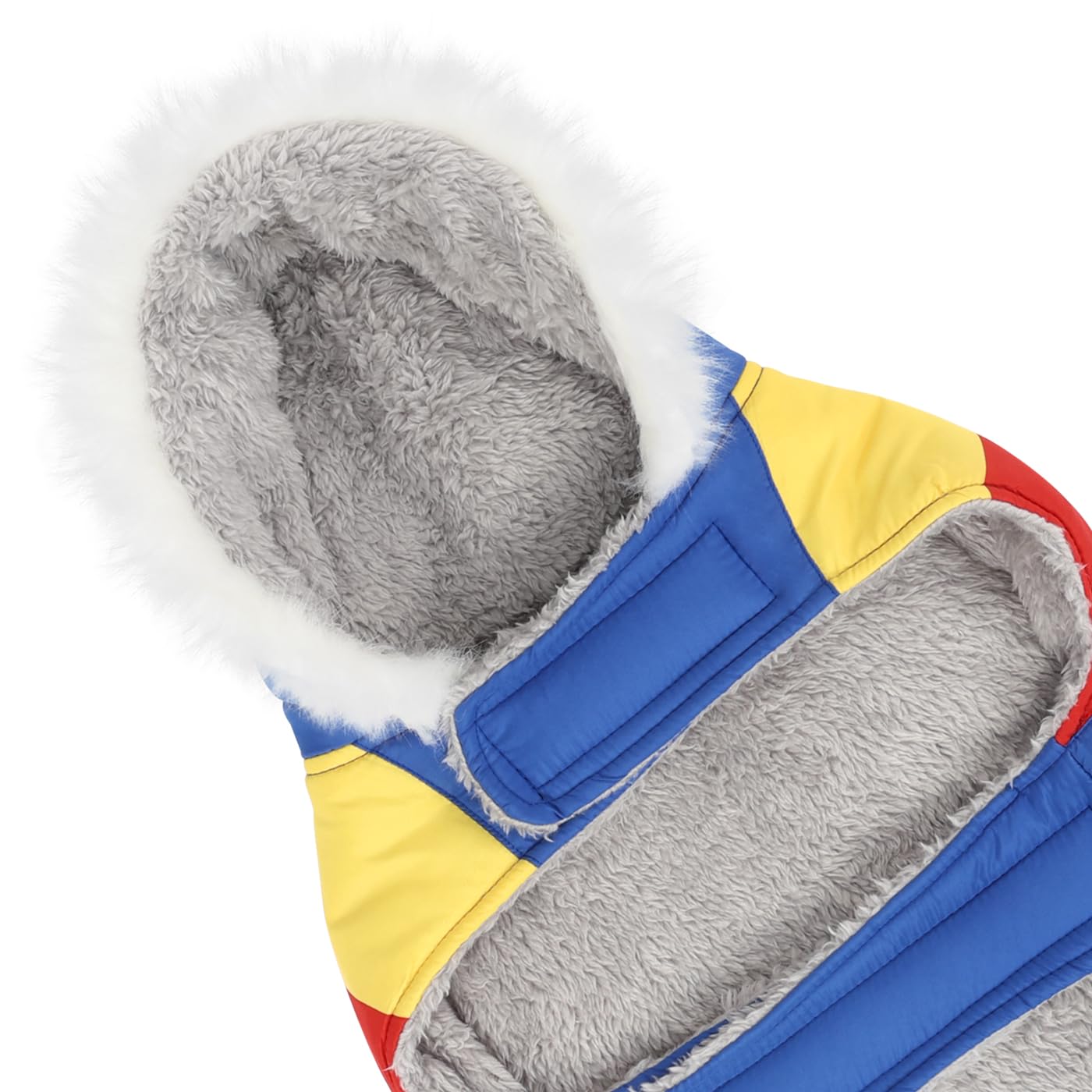 Hde Dog Puffer Jacket Fleece Lined Warm Dog Parka Winter Coat With Harness Hole 90S Colorblock - Xl