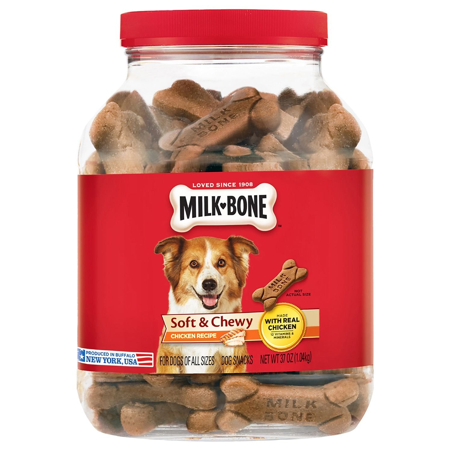 Milk-Bone Soft and Chewy Chicken 12 Vitamins and Minerals Recipe Healthy and Delicious Dog Snacks - 37 ounces
