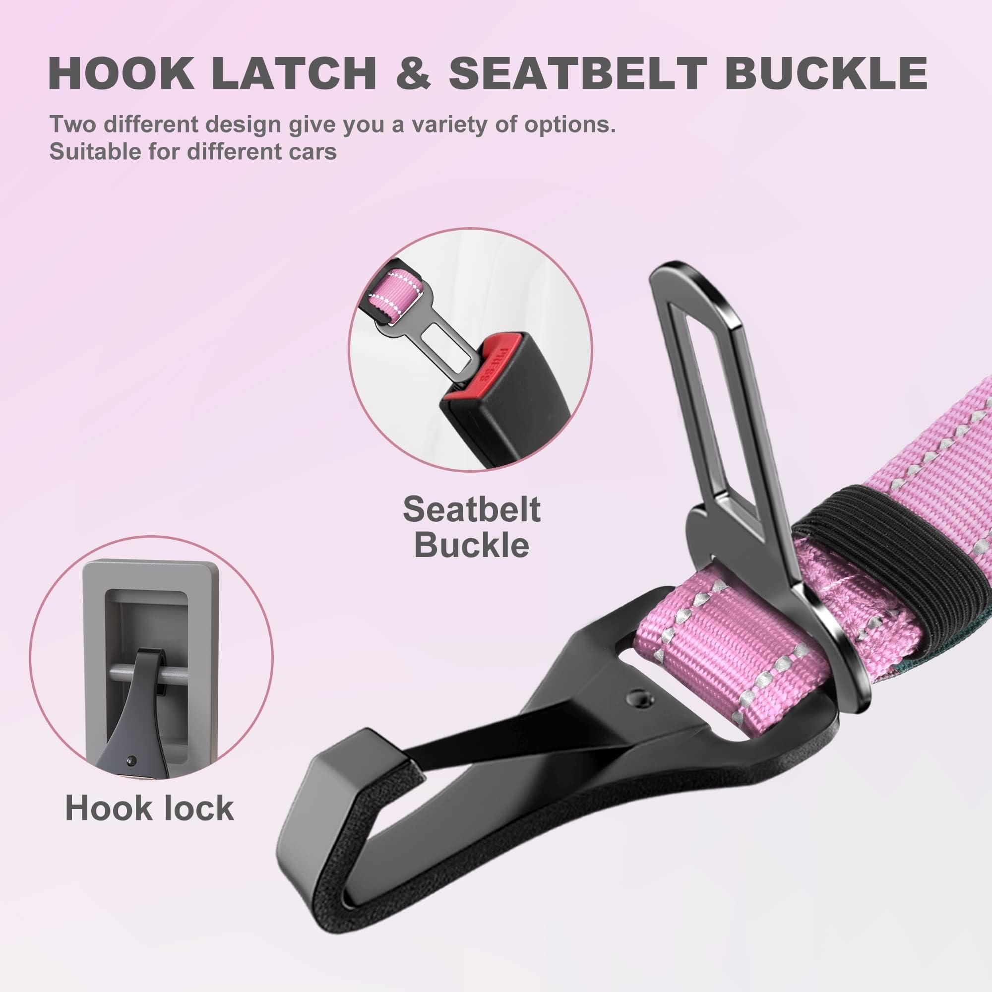 IOKHEIRA Dog Seat Belt 3-in-1 Car Harness for Dogs Adjustable Safety Seatbelt for Car Nylon Reflective Bungee Fabric Dog Car Har