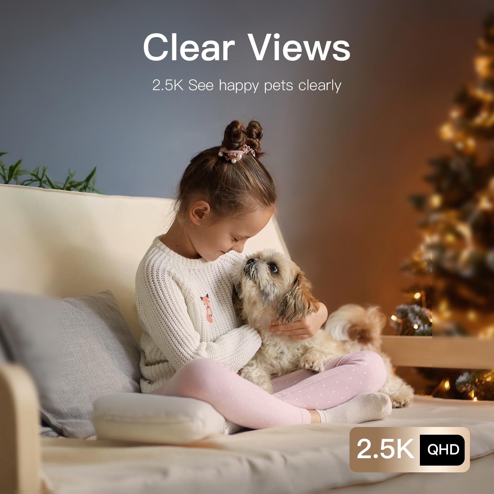 Vimtag Indoor 2.5K/4Mp Pet Camera For Home Security Pet Dog Cat Baby With Phone App, 2-Way Audio Night Vision, Ai Human/Sound/Mo