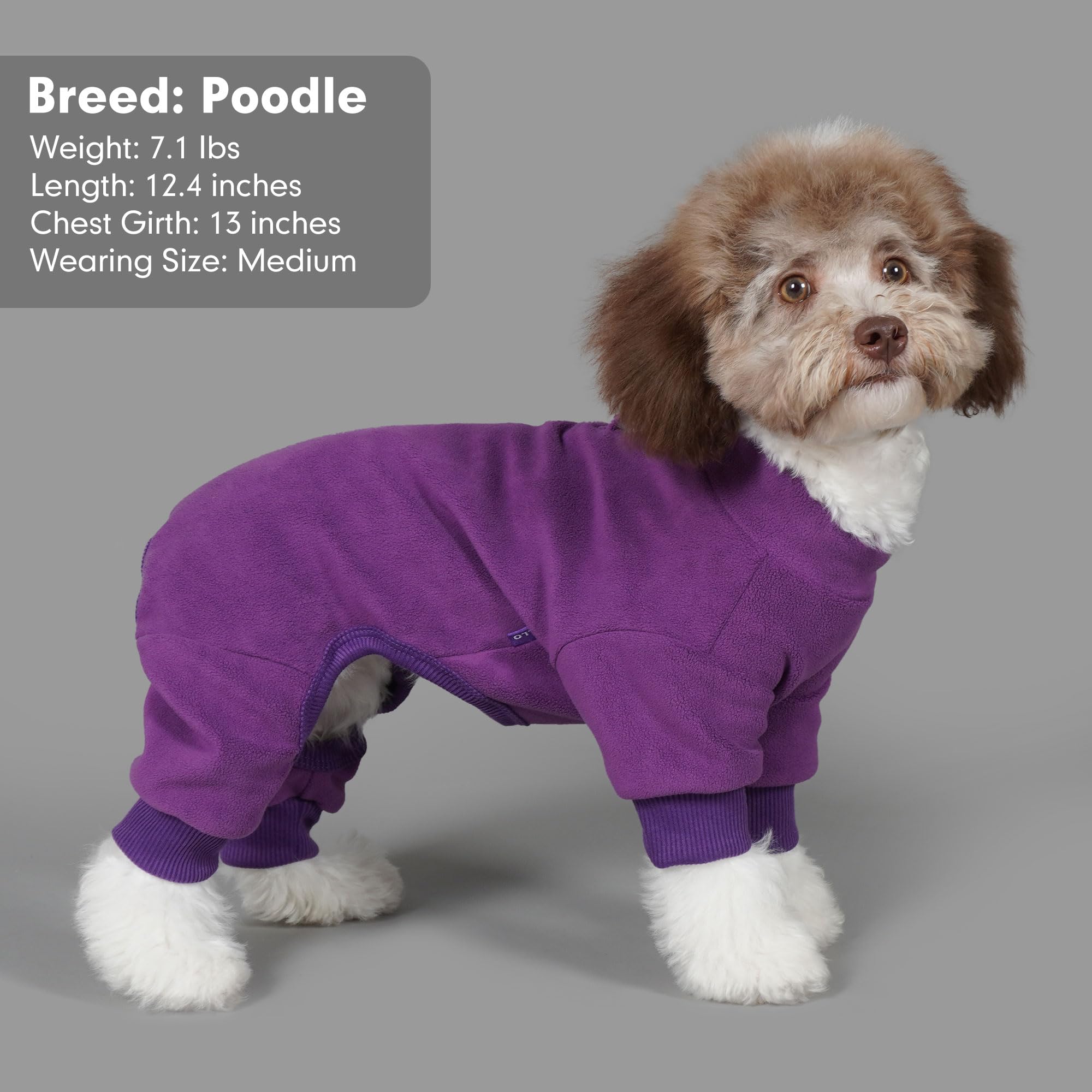 Cyeollo Dog Pajamas Fleece Dog Pjs Jumpsuit Thermal Dog Onesie Stretchable Doggie Warm Pet Winter Coat For Small Dogs, Color Pur