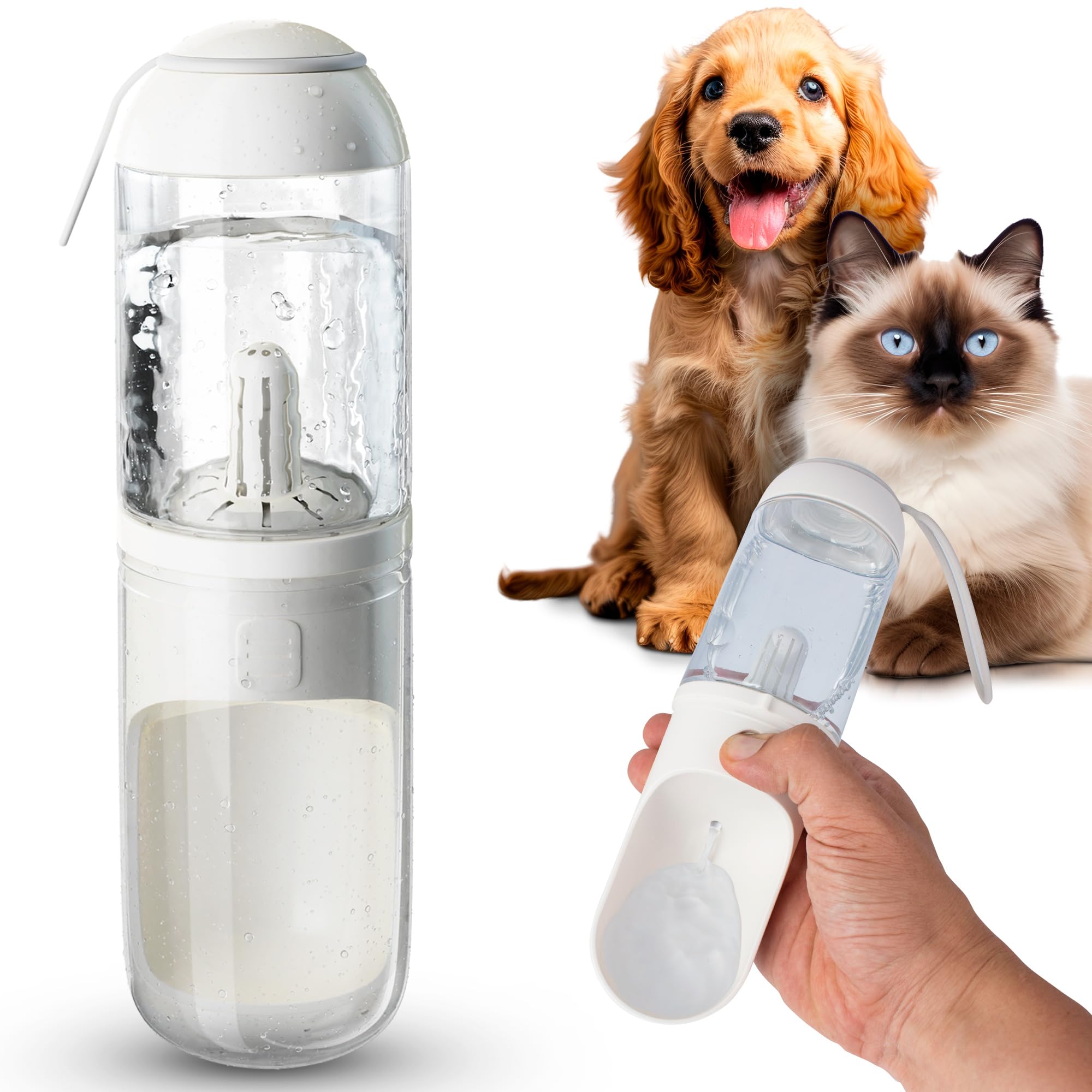 Abc Pack & Supply Portable Dog Water Bottle Dispenser 12 Oz, 11.8 X 7.9 X 9.2 Inch. Pet Water Bottles For Dogs On Walks. Abs Dog Travel Water Bottle With Silicone Strap & Cotton Filter