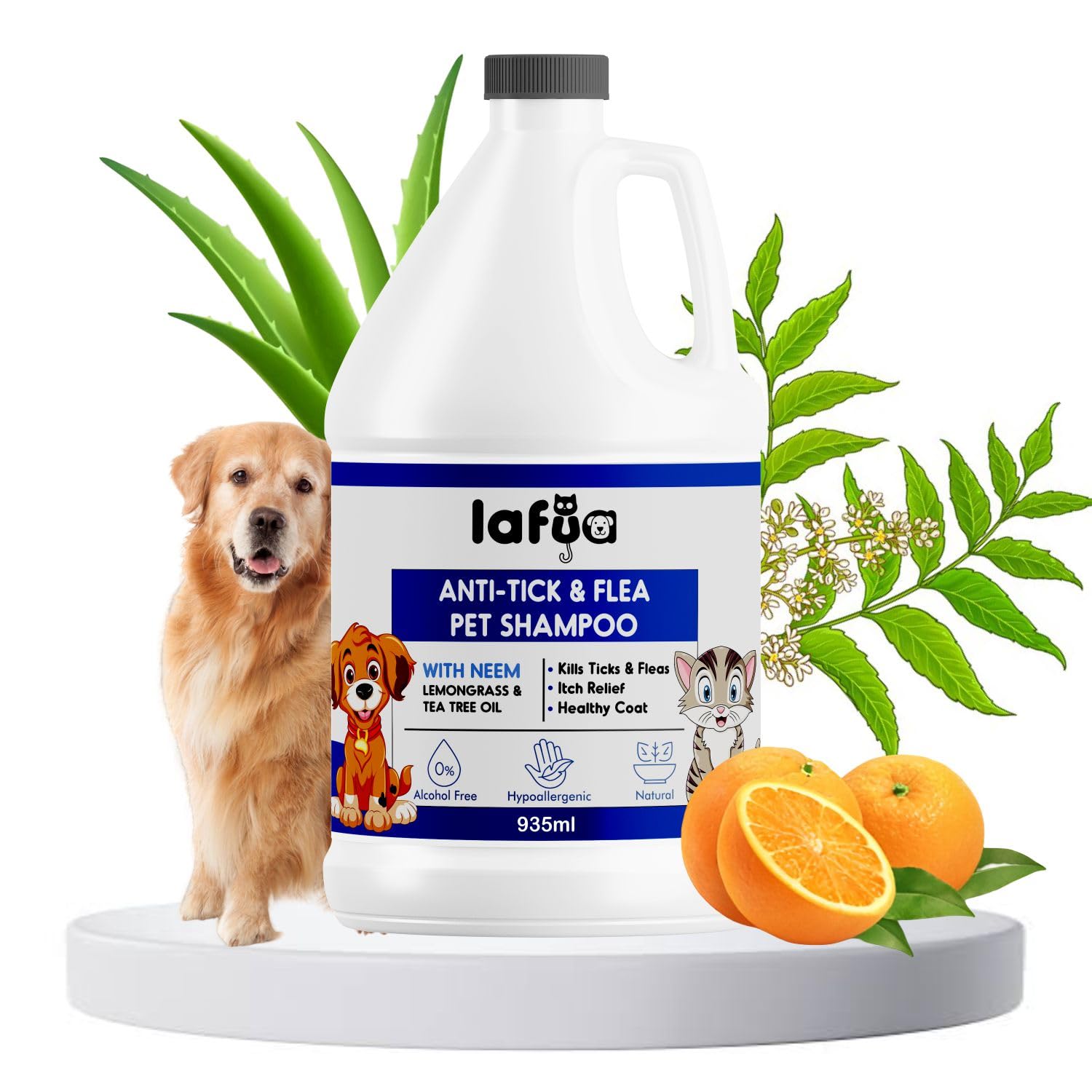 Lafua Dog Shampoo And Conditioner For Ticks And Flea| Itch Relief Dry Shampoo For Puppy,Labrador,Golden Retriever,Shih Tzu | Ant