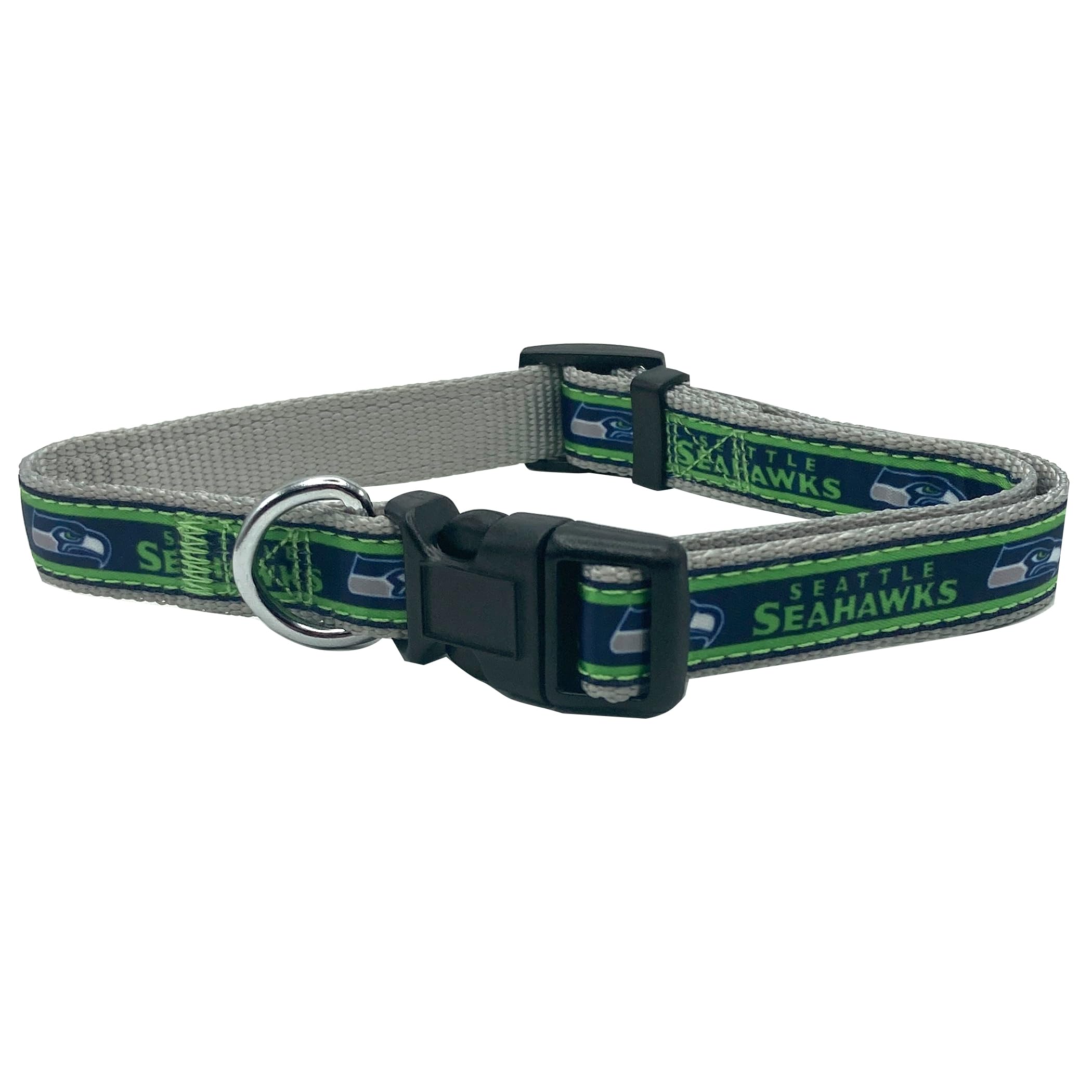 Pets First NFL Seattle Seahawks Licensed PET COLLAR, Medium - Heavy-Duty, Strong, and Durable Dog Collar. Available in 31 Footba