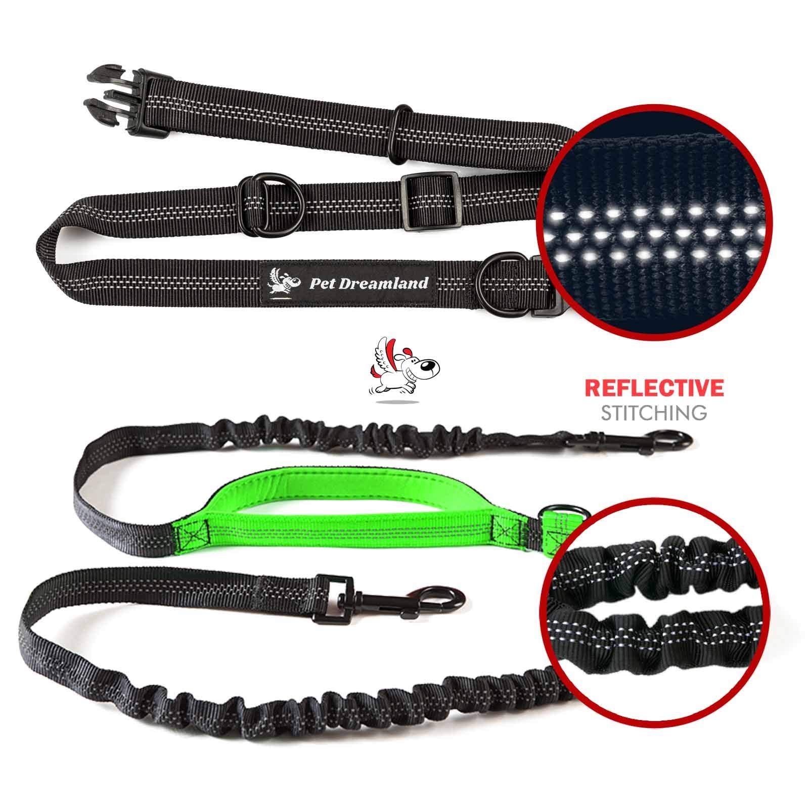 Retractable Hands Free Dog Leash For Running | Waist Leash For Dog Walking Small Breeds | Running Leash | Hiking Leash For Medium Dogs | Service Dog Leash Belt | Bungee Dog Leash | Hands Free Leash