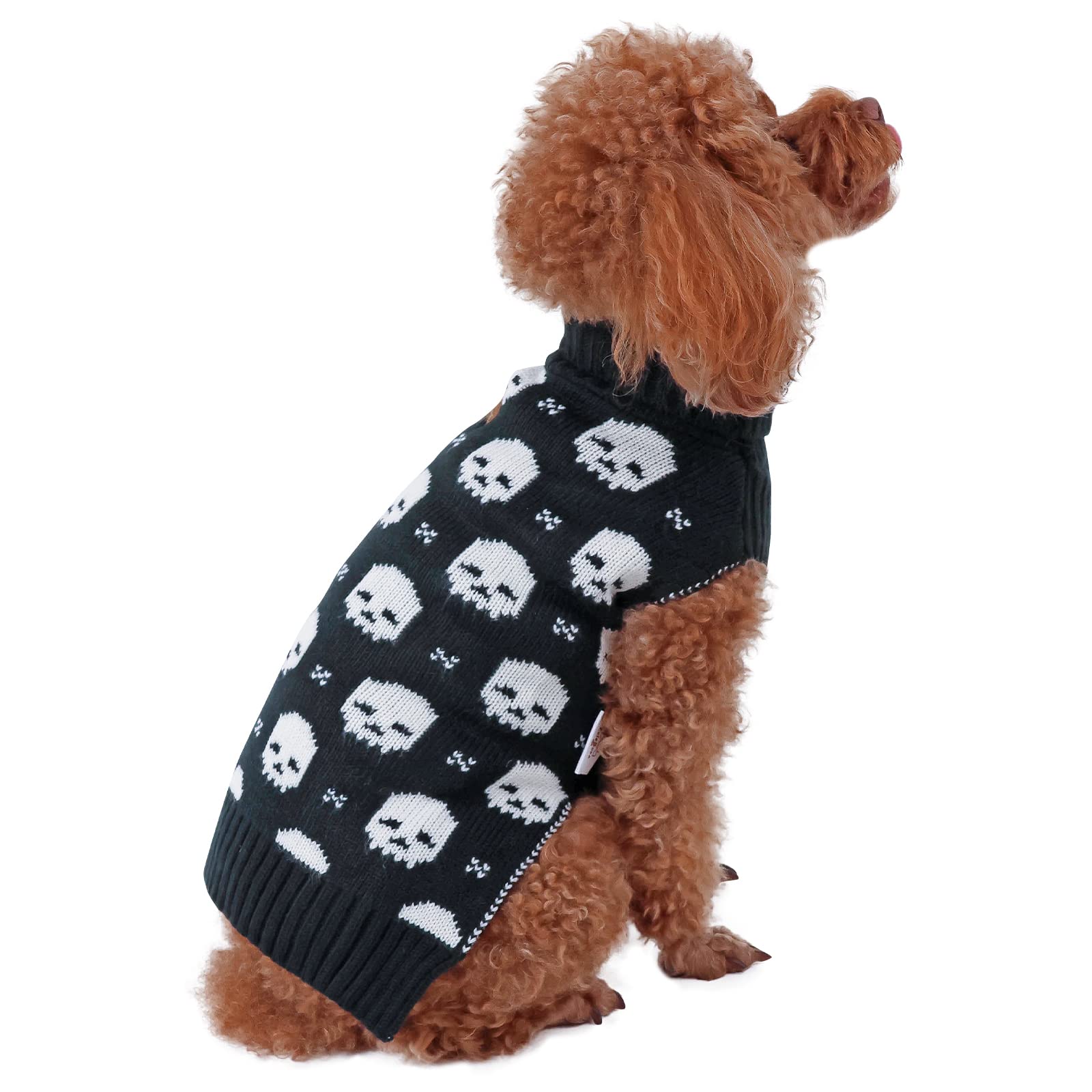 Cutebone Skull Dog Sweater For Medium Dogs Pet Winter Clothes Pullover Puppy Warm Knitwear With Harness Hole