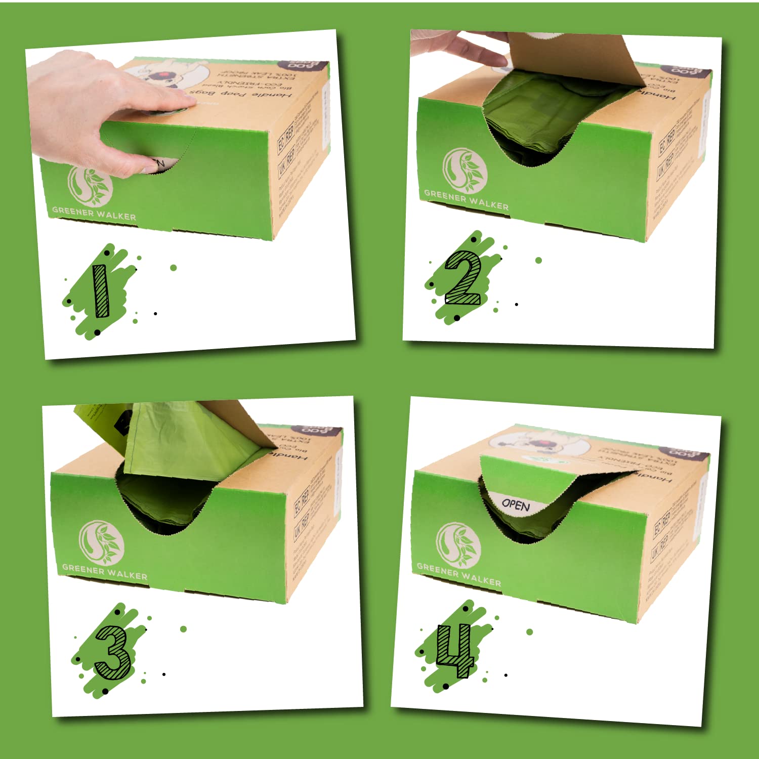 Greener Walker Tie Handles Poo Bags For Dog Waste, 600 Doggy Waste Bags Extra Thick Strong 100% Leak-Proof (Brown)