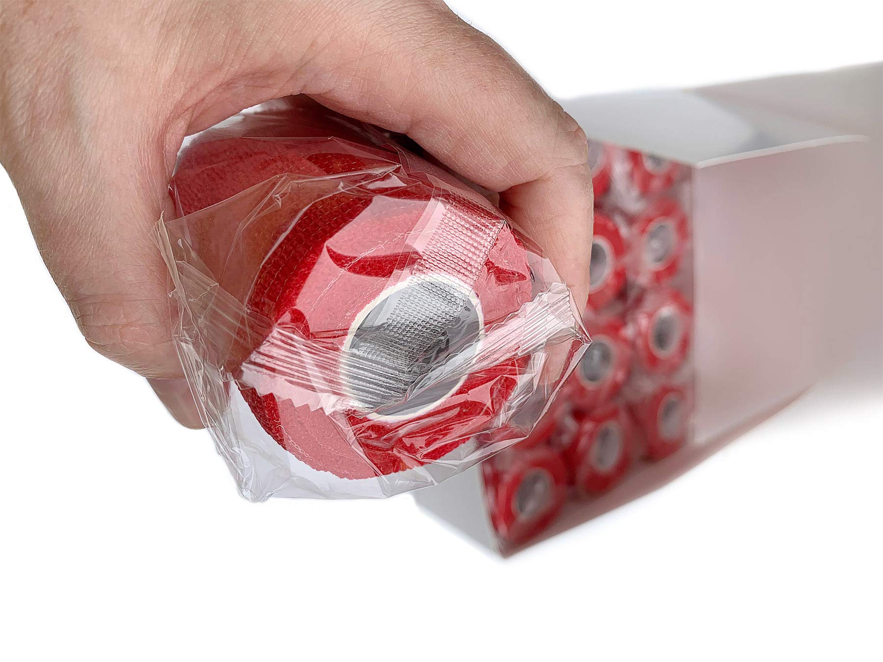Wildcow 3'' Red Vet Wrap Tape Bulk, 12 Pack Cohesive Bandage Wrap, Self Adherent Grip Rolls