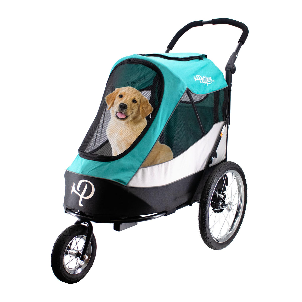 Petique Trailblazer Jogger, Dog Cart For Medium Size Pets, Ventilated Pet Stroller For Cats & Dogs, Turquoise