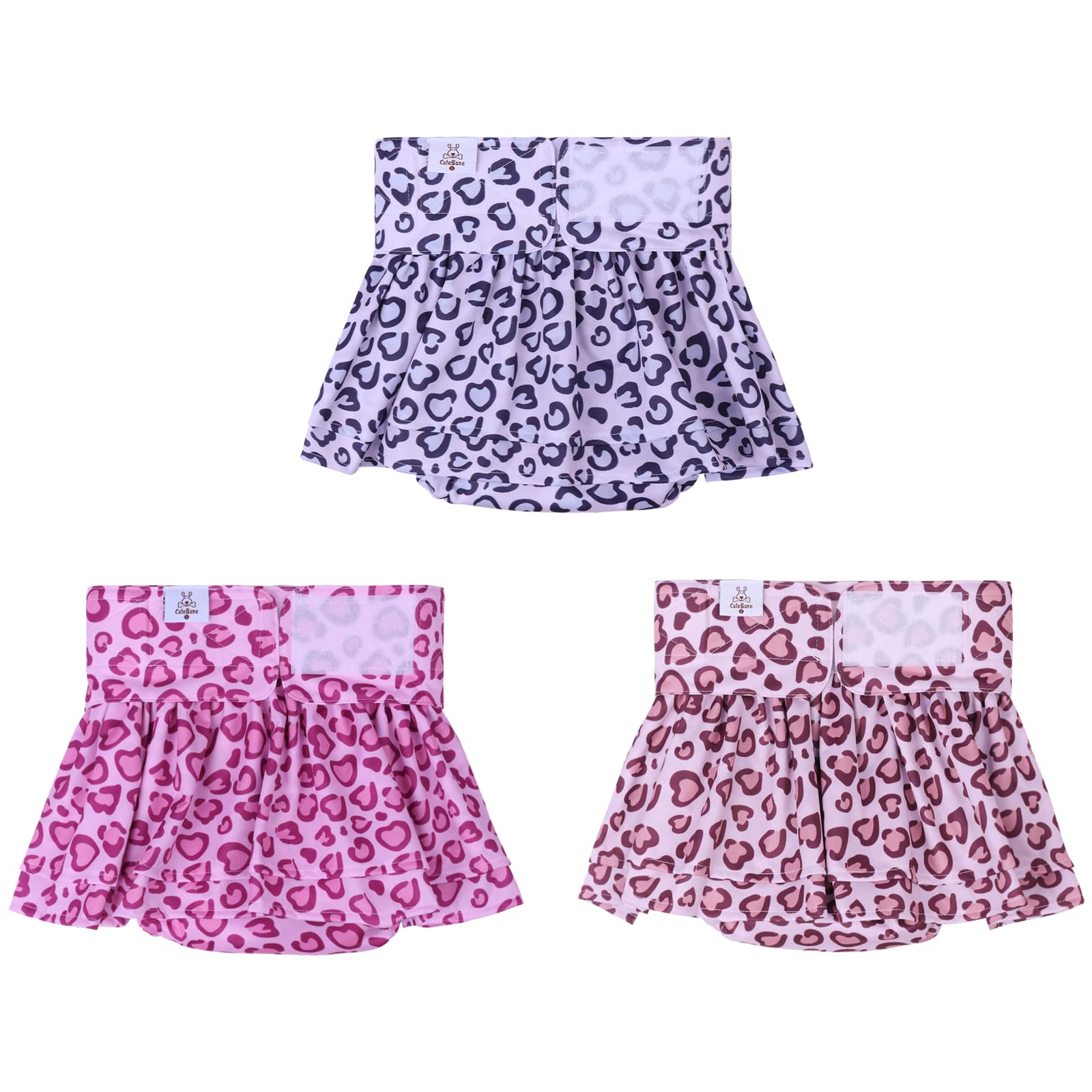 Cutebone Female Dog Diapers With Skirts 3 Pack Reusable Puppy Dresses Pants For Heat Cycle Period Qbd07L