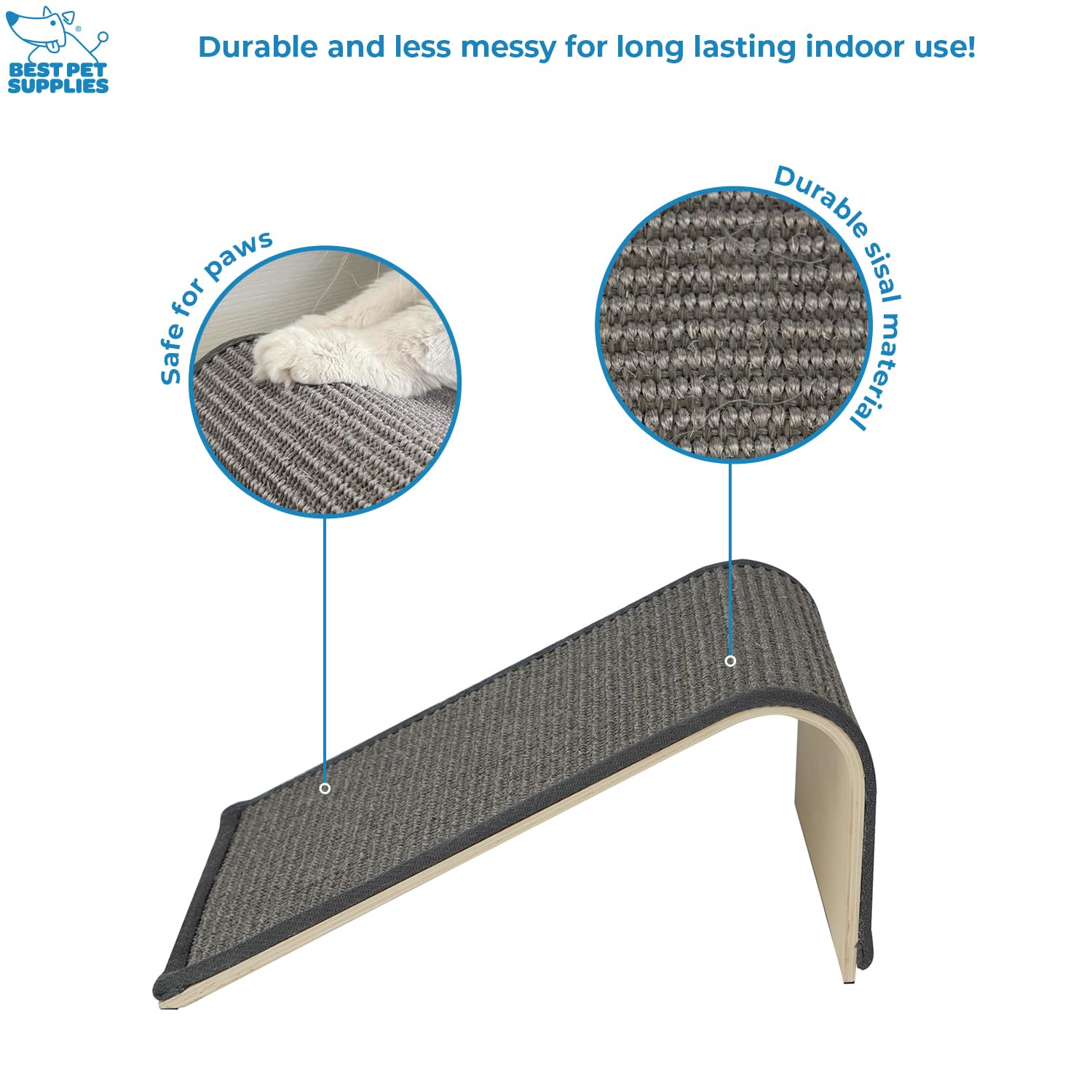 Best Pet Supplies Catify Sloped Sisal Cat Scratchers For Indoor Cats, Climbing Ramp Fun And Interactive Indoor Play, Supports Natural Pet Behaviors, Heavy Duty - Gray