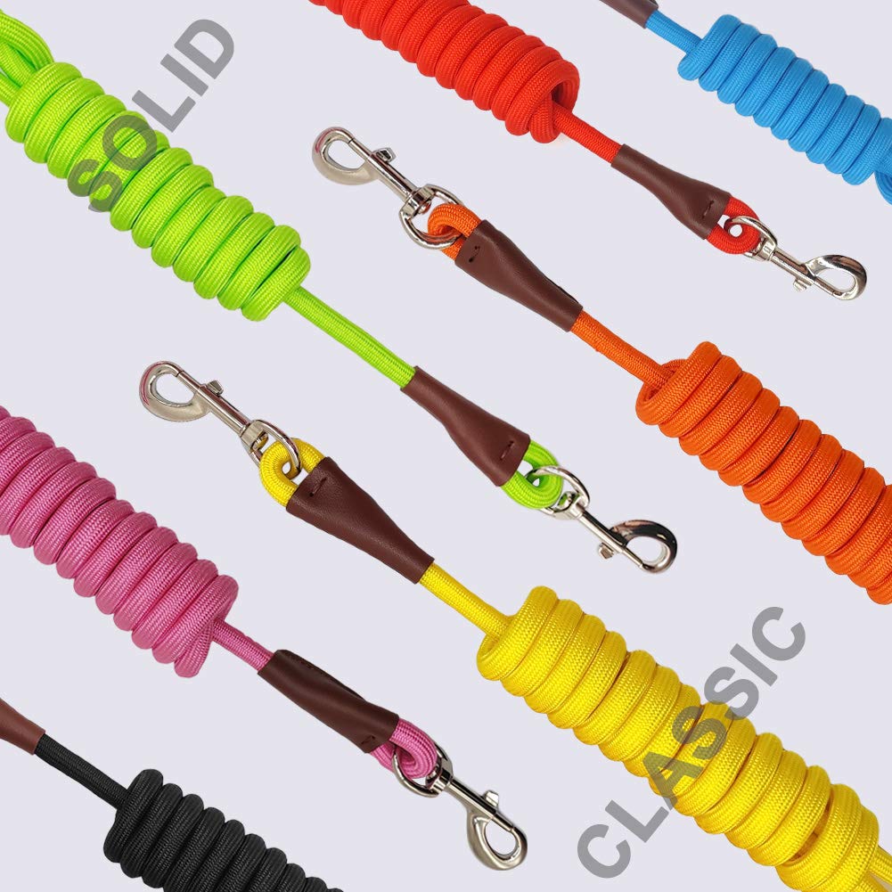 Maypaw 4/6 /8/10 Ft Dog Leash, Classic Solid Colors, Strong Nylon Rope Leash Reinforced With Leather Tailor Connection Heavy Dut