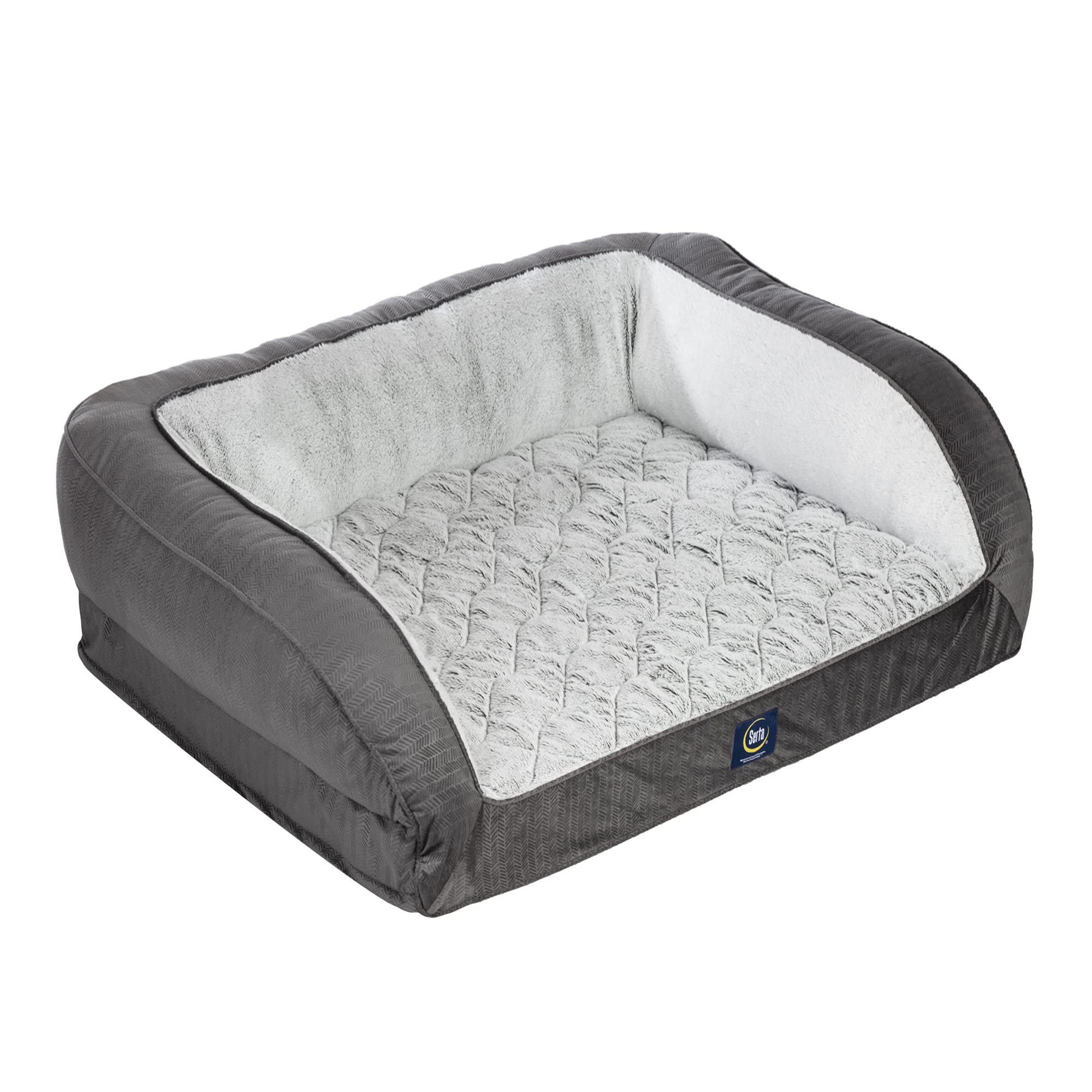 Serta Orthopedic Quilted Couch Dog Bed For Pets - Slate Gray (Small)