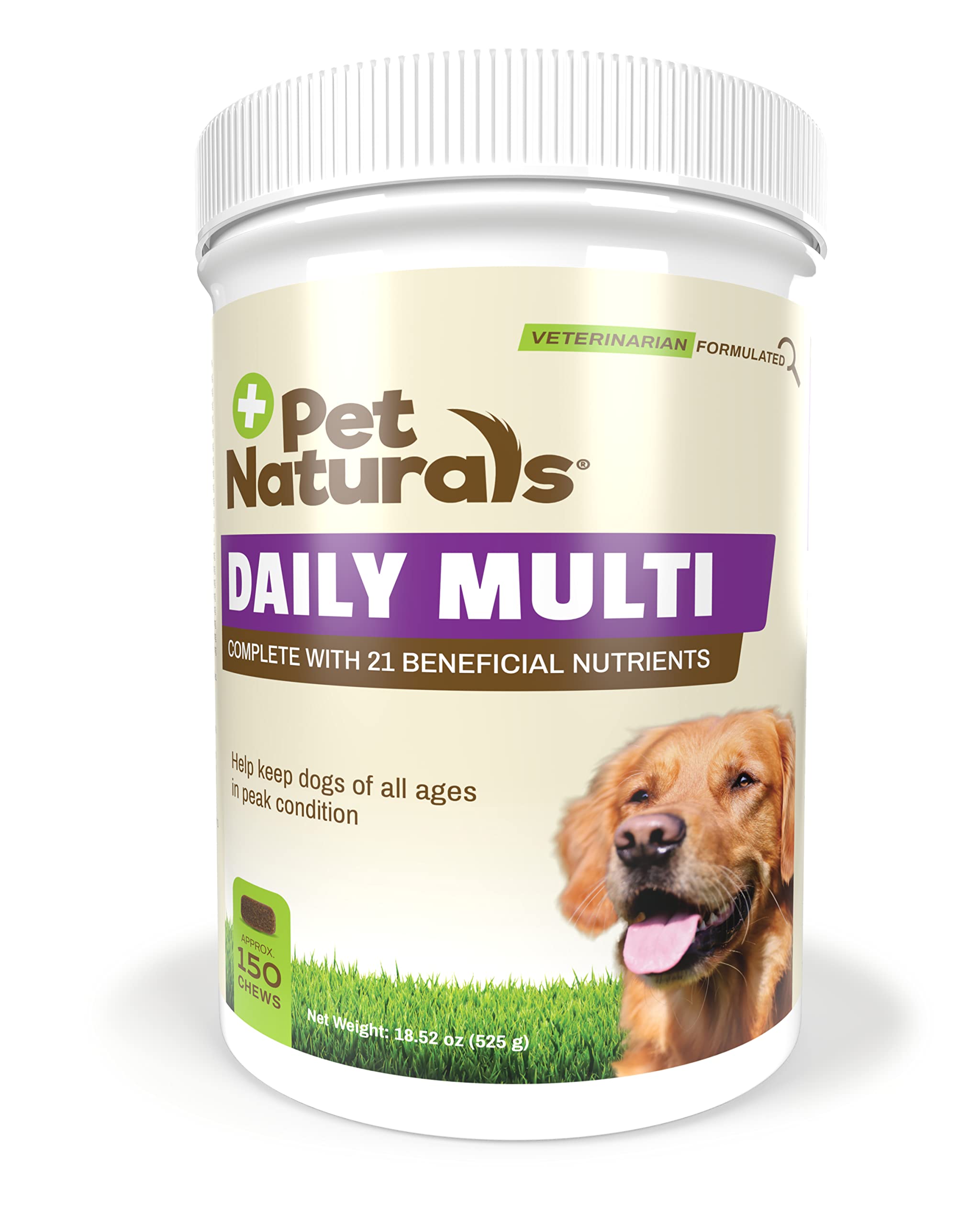 Pet Naturals Daily Multivitamin for Dogs, Veggie Flavor, 150 Chews - Yummy Chews with Amino Acids, and Antioxidants - Supports E