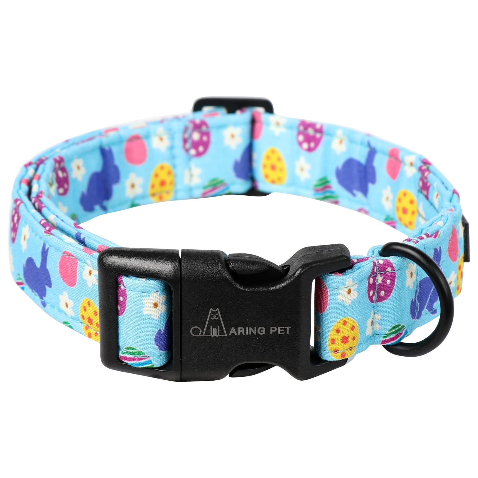 Aring Pet Easter Dog Collar-Cute Blue Rabbit Dog Collars, Adjustable Cotton Bunny Pet Collar Puppy Collars With Quick Release Bu