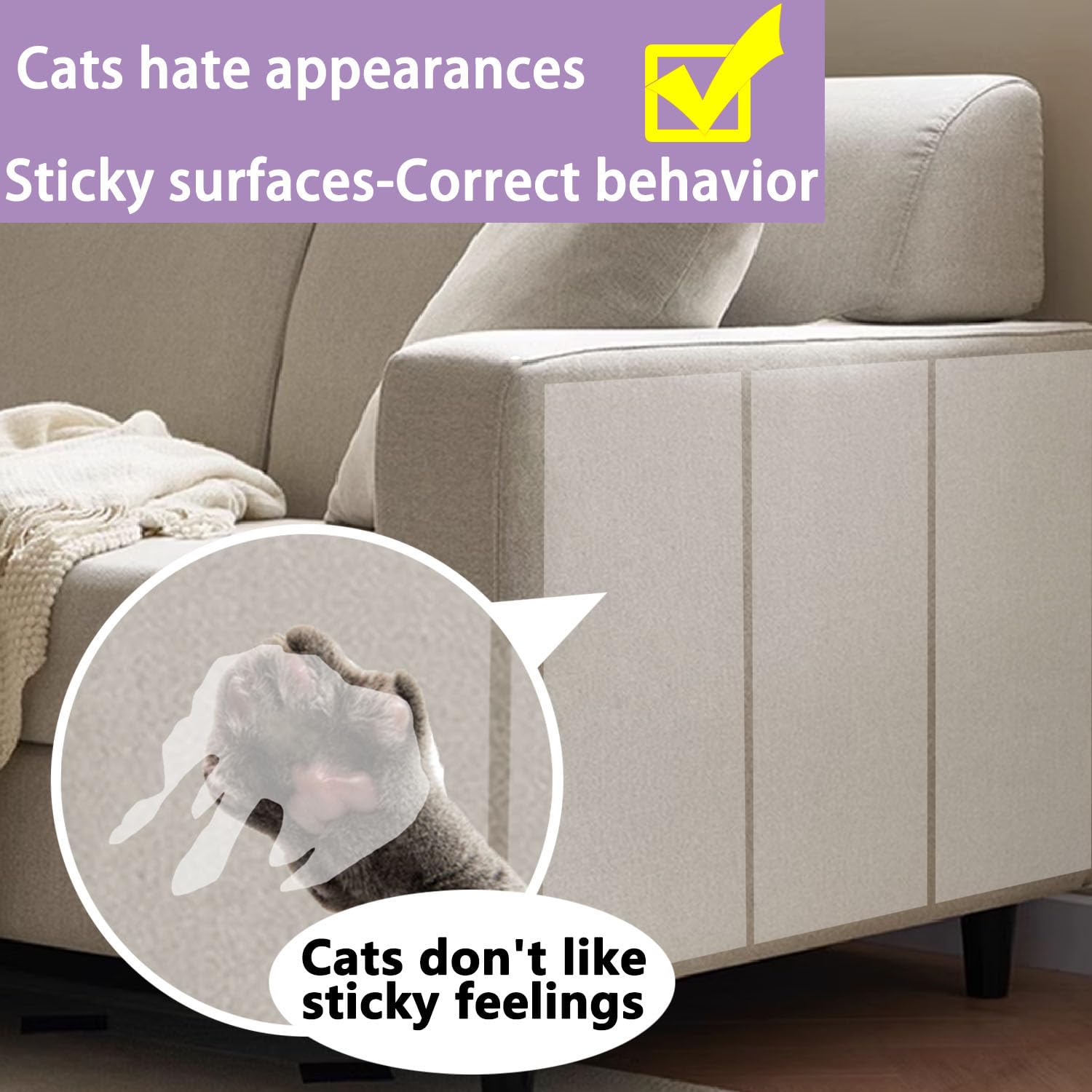 Chuangseed Anti Cat Scratch Tape, 4' X 30Yds, Transparent, Double Sided, Furniture Protector, Pet Safe, Easy Installation, One Year Warranty