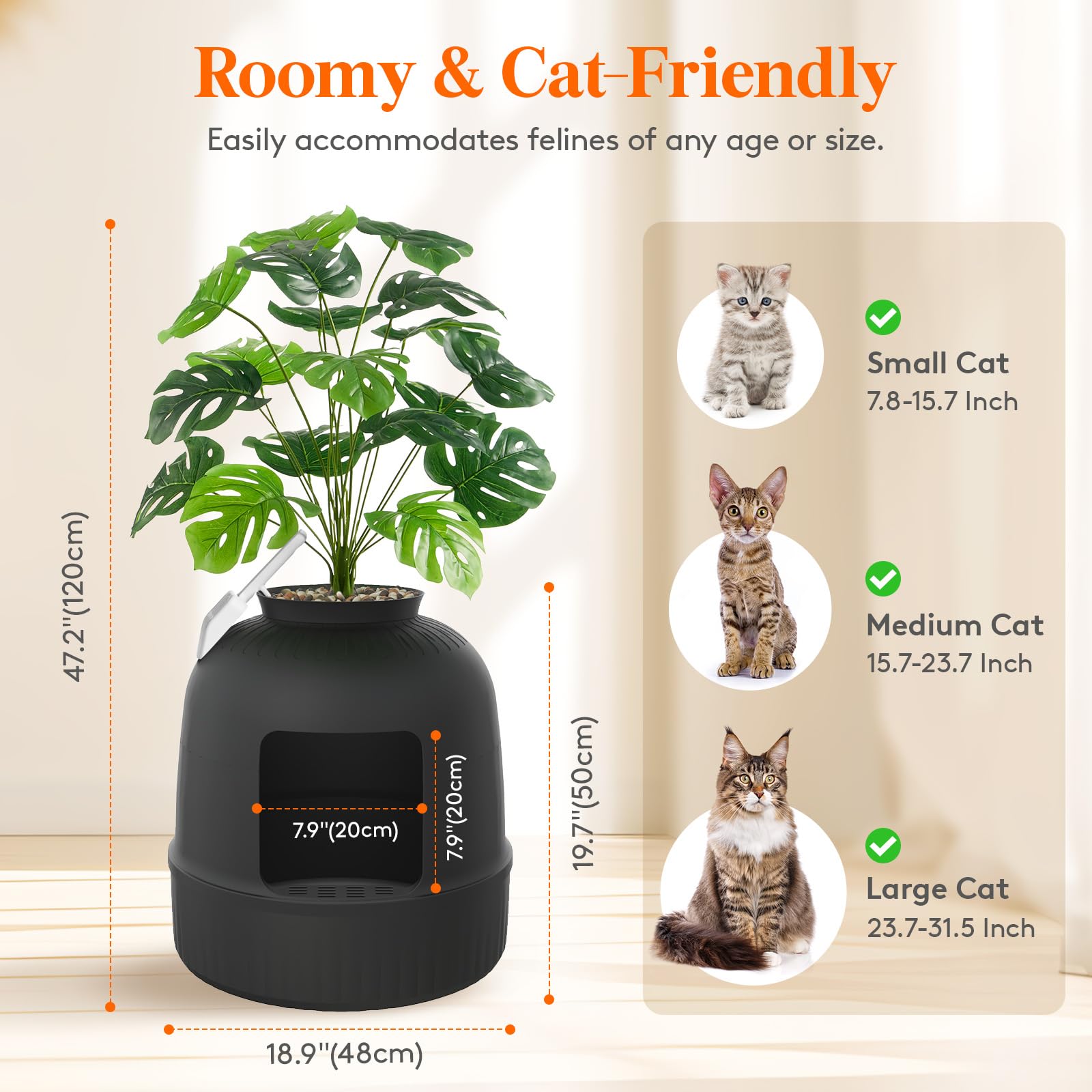 Lifewit Litter Box Cat With Faux Plant & Scoop, Hidden Enclosure Litter Tray With Odor Control & Carbon Filter In Living Room, B